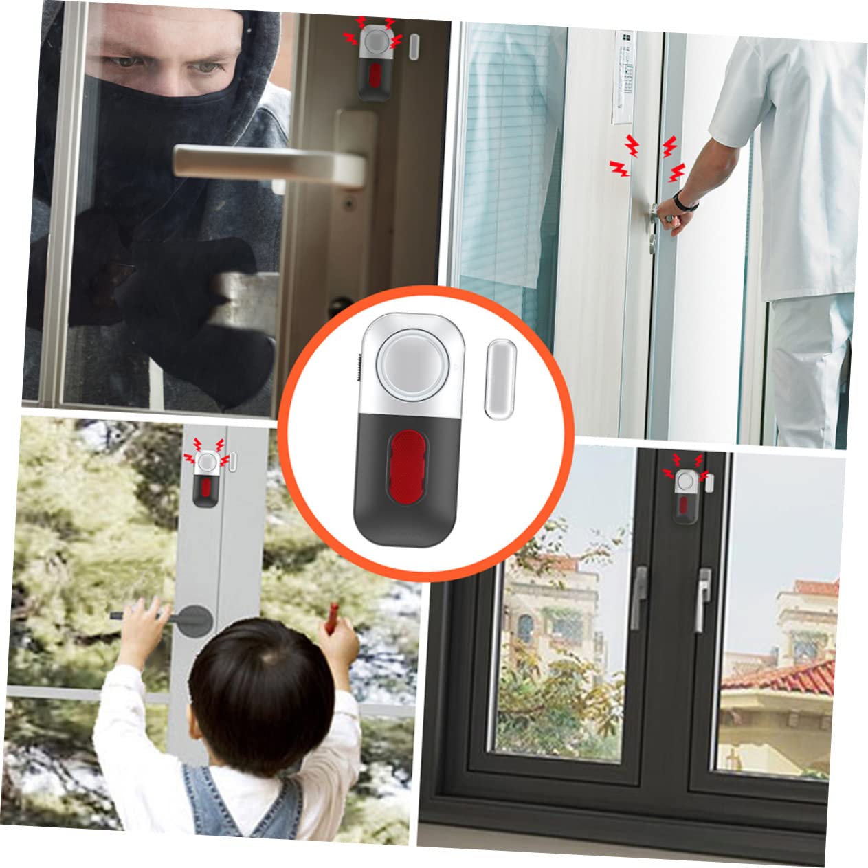 Home Security Window Alarm - Wireless Door & Window Sensor with Loud Alarm, Grey | Easy DIY Installation for Apartment, House & Office Safety