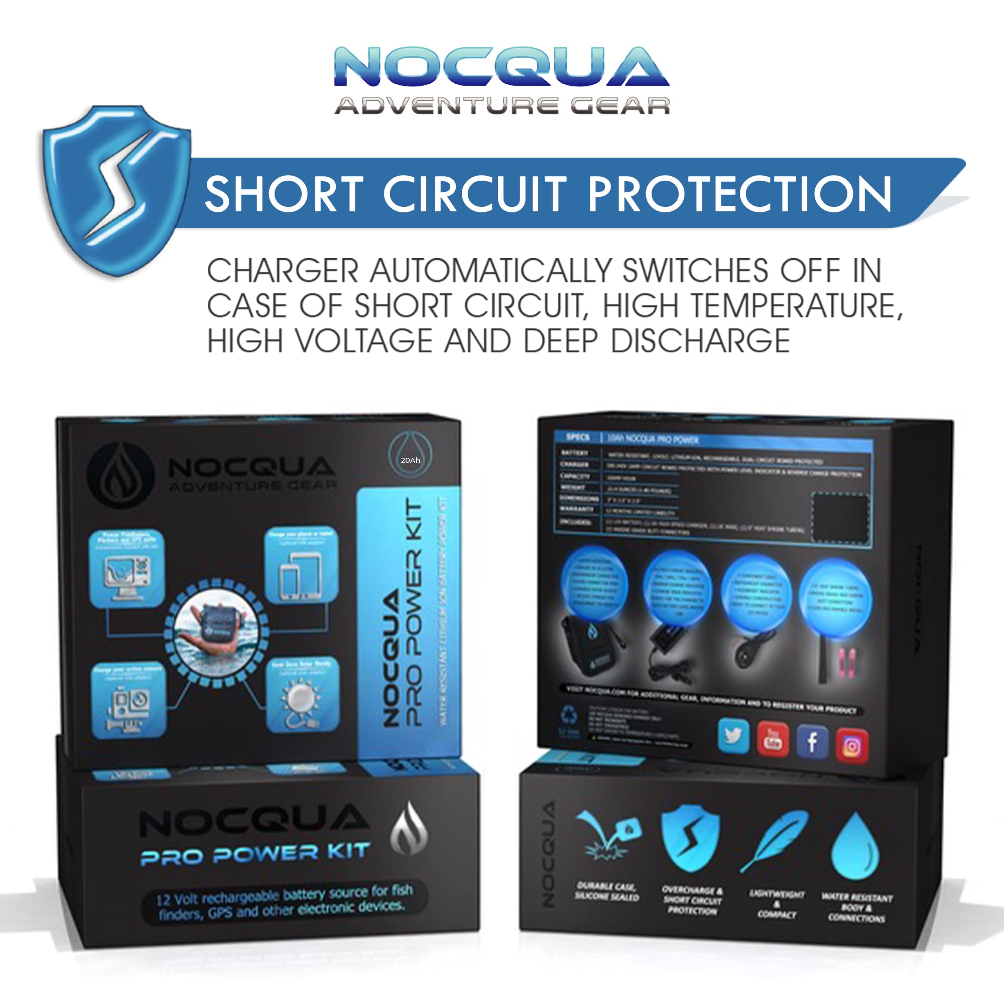 Pro Power Water-Resistant 12V Battery & Charger Kit - Compatible with GPS, Depth Finders, Fish Finders & Marine Electronics | Perfect for Boating, Fishing & Outdoor Adventures