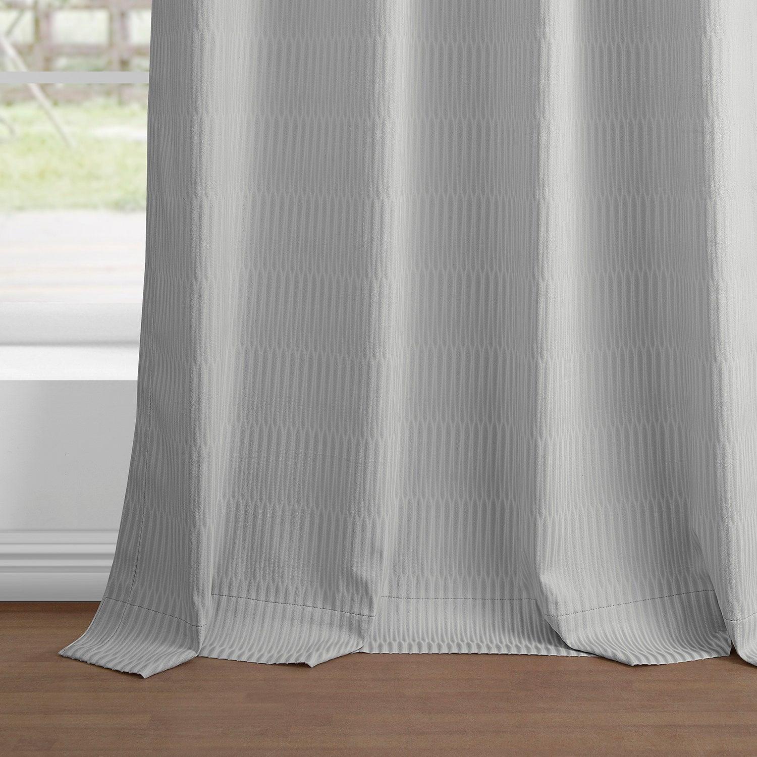 Silver Abstract Embossed Velvet Blackout Curtains for Living Room & Bedroom - Elegant Light Blocking Window Drapes for Home Decor