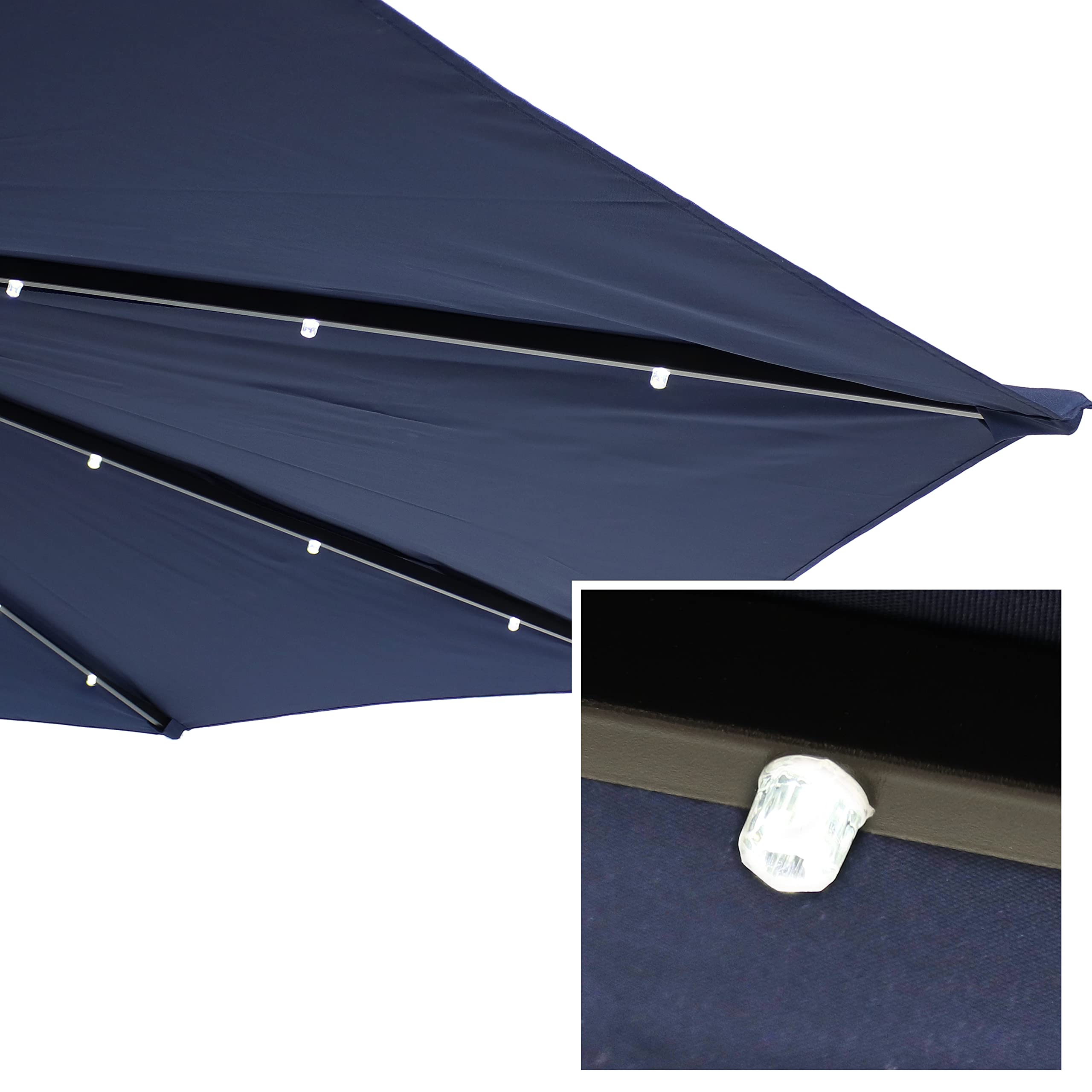 Sunnydaze 9-Foot Half Patio Umbrella with Solar LED Lights - Outdoor Cantilever Umbrella for Deck, Poolside & Backyard - Waterproof Sun Shade with Auto-Tilt & Wind Vent