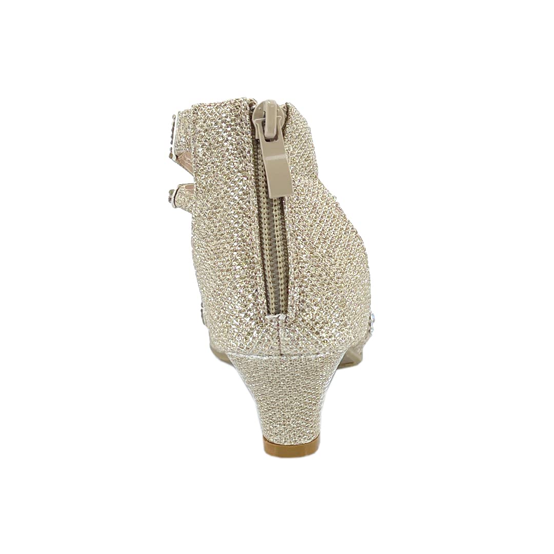 ABSOLEX Girls' Dressy Rhinestone Cross-Strap Open-Toe Low Heel Sandals - Toddler/Little Kid/Big Kid Sizes - Perfect for Weddings, Parties & Special Occasions