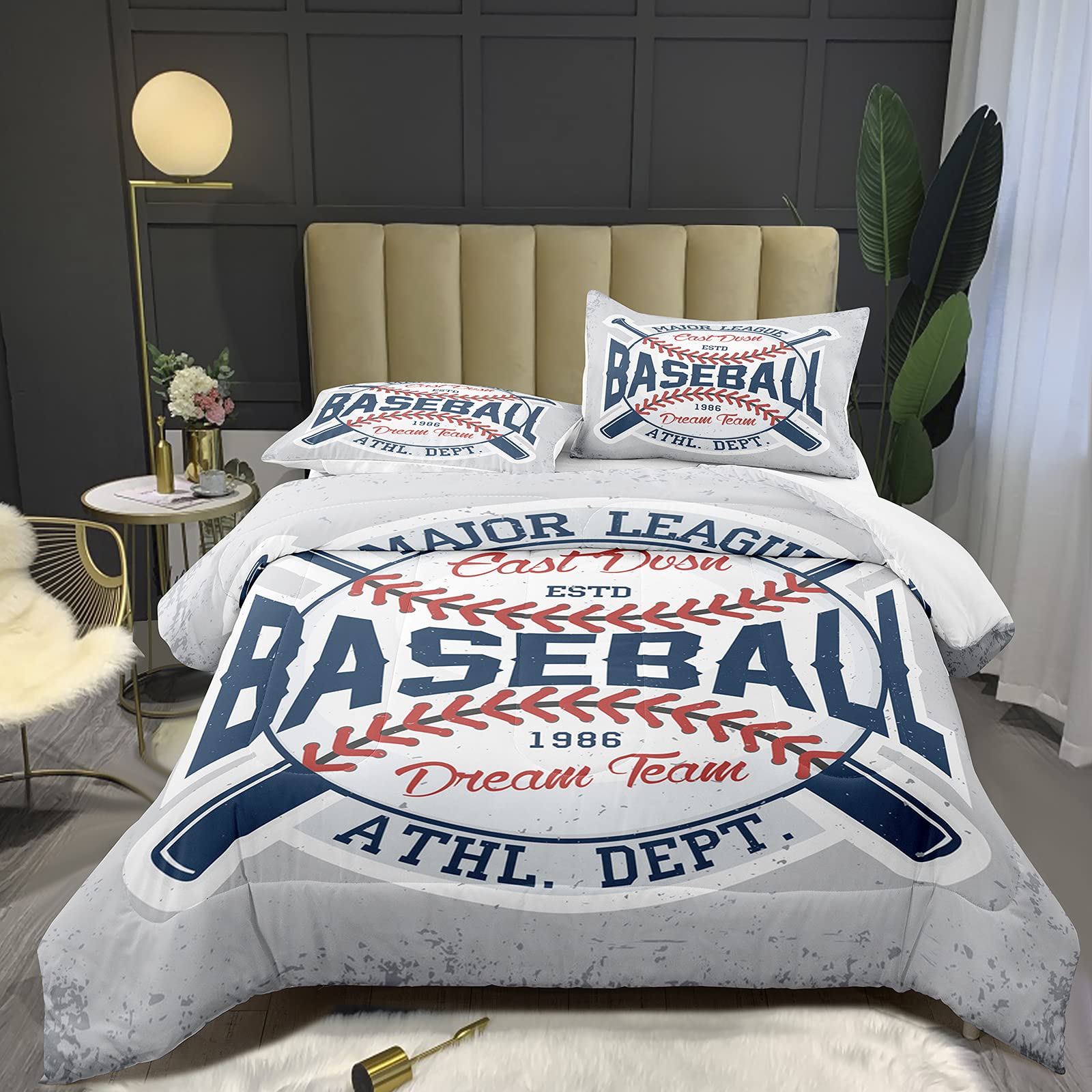 Bodhi Sports Baseball Comforter Set for Boys - Twin Size Bedding with Pillowcases | Kids & Teen Baseball Themed Bedroom Decor | Perfect for Sports Lovers' Bedrooms, Dorms, and Sleepovers