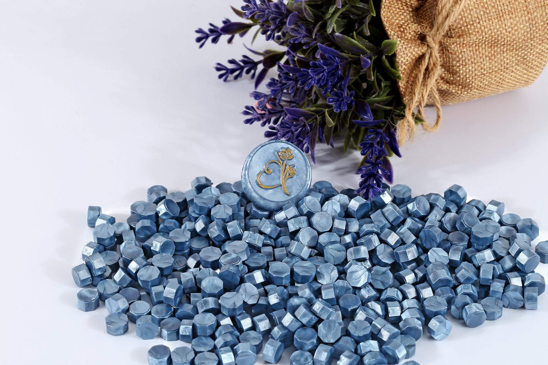 Yoption 360-Piece Blue Sealing Wax Beads Kit for Wax Seal Stamps - Includes Candles & Melting Spoon - Perfect for Wedding Invitations, DIY Crafts & Vintage Letter Sealing