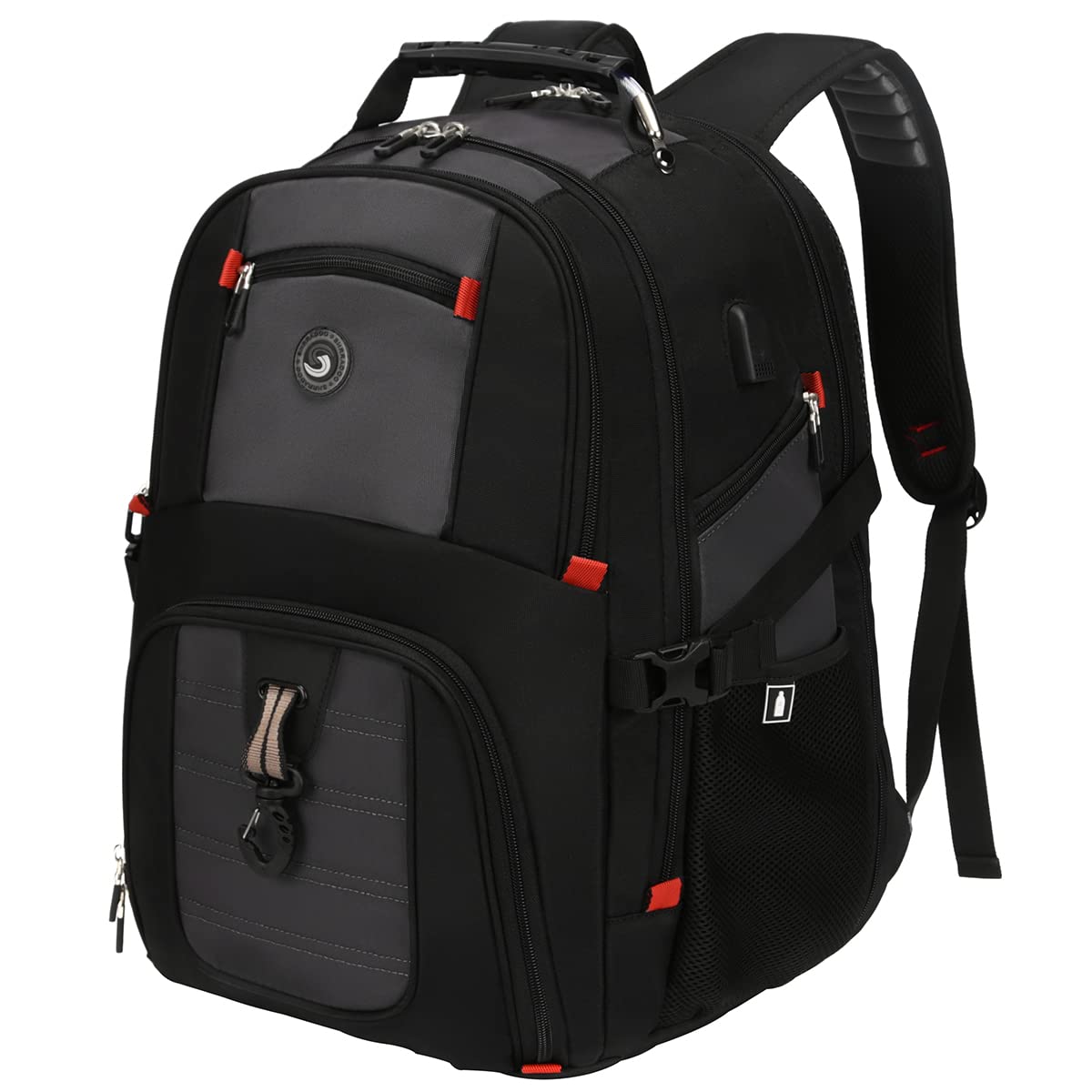 SHRRADOO 50L Extra Large Travel Laptop Backpack with USB Charging Port - Airline Approved Business Backpack for Men & Women - Fits 17 Inch Laptop - Perfect for College, High School, Work & Business Travel