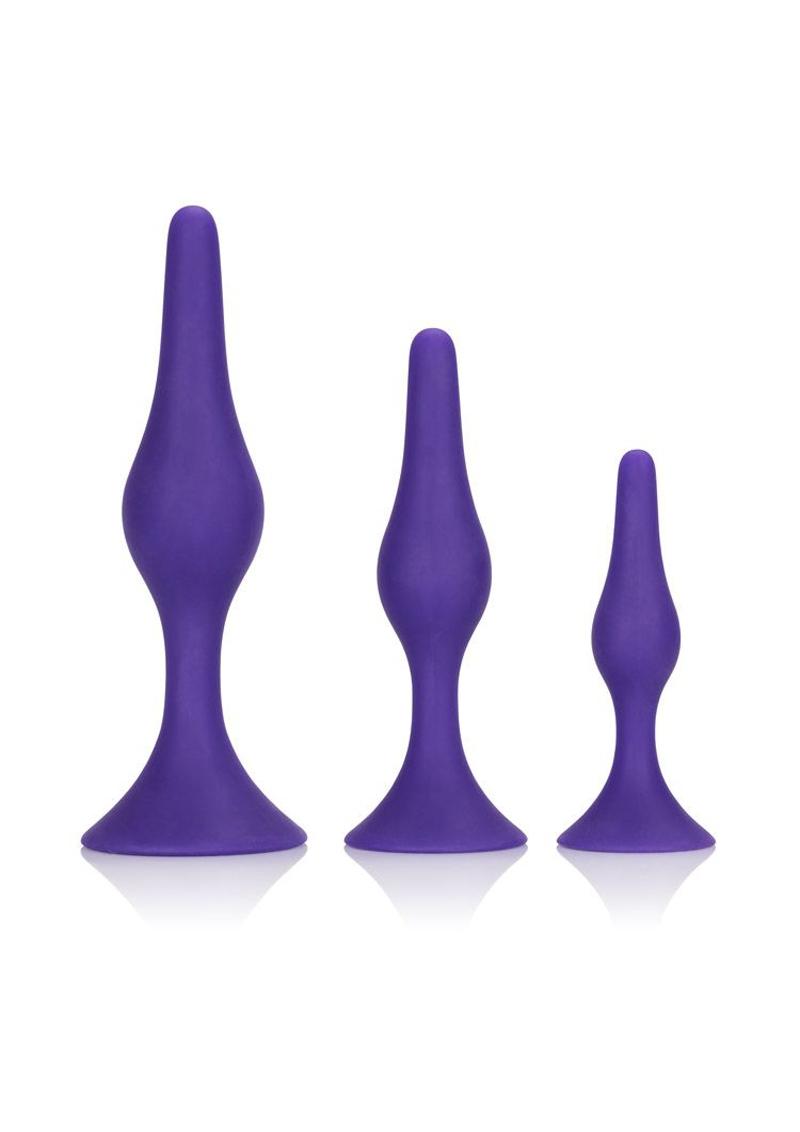 Premium Silicone Anal Plugs Set - 3 Sizes (Small, Medium, Large) for Beginners & Advanced Users - Purple Booty Trainer Kit - Comfortable & Body-Safe for Solo Play & Couples Intimacy