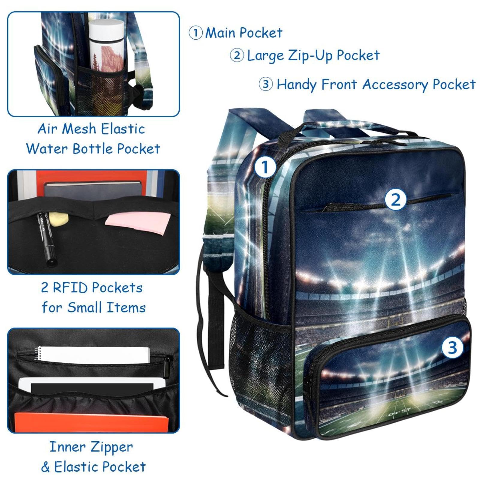 Premium Travel & Work Backpack - Durable Laptop Backpack for Men & Women | Perfect for Commuting, Hiking & American Football Games