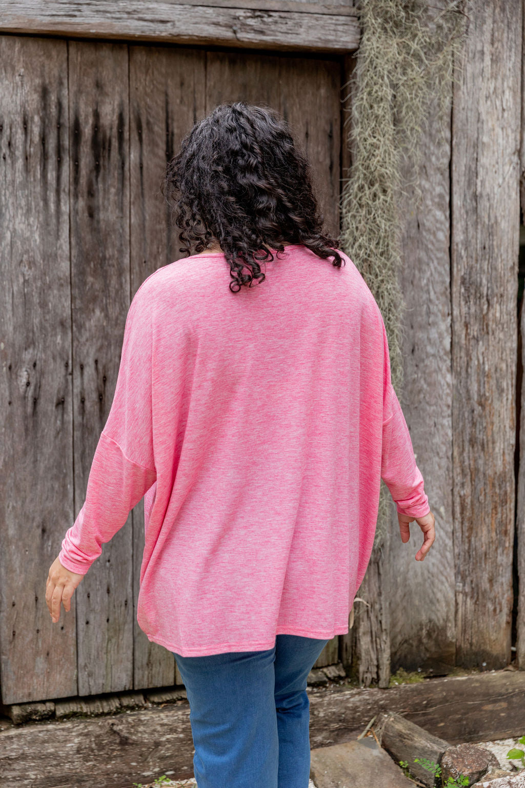 Women's Harlow Knit Top in Pink Marl - Soft Casual Sweater for Everyday Wear & Layering