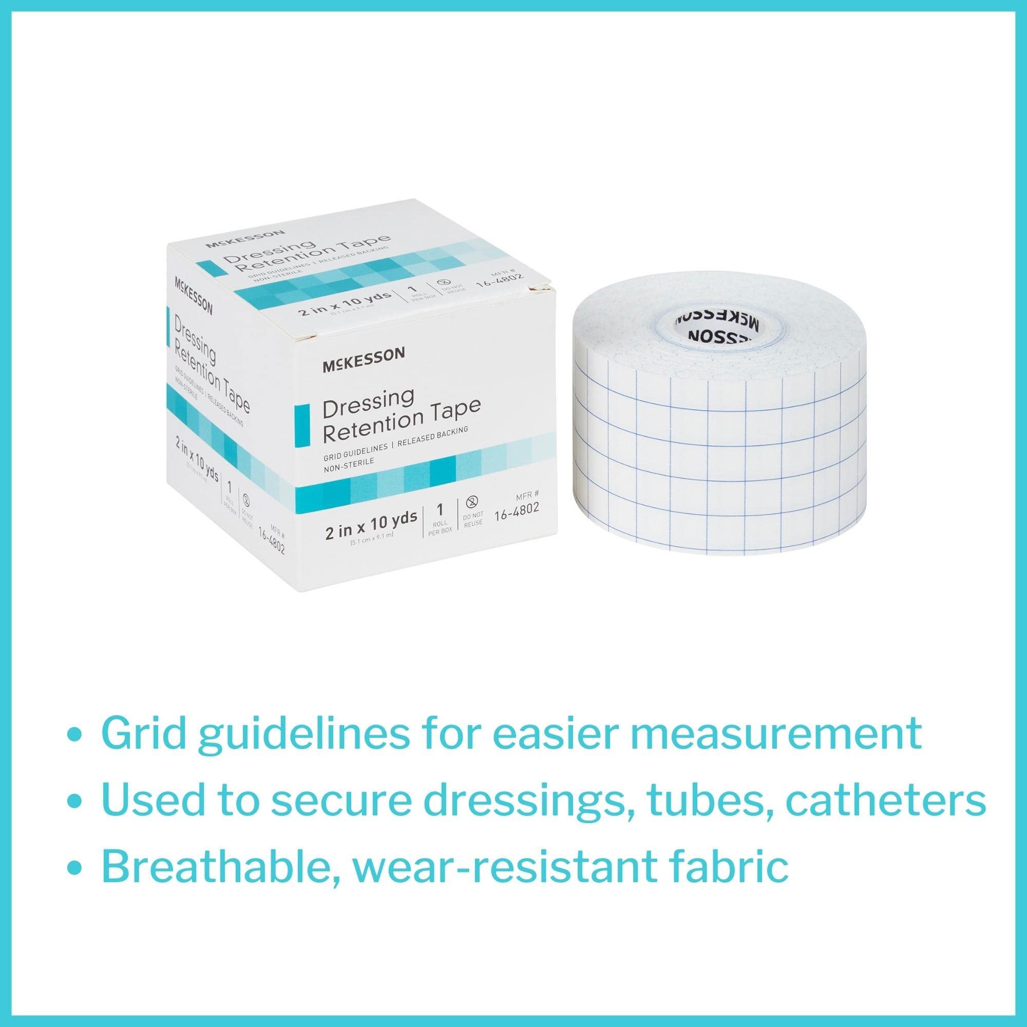 McKesson White Dressing Retention Tape, 2 Inch x 10 Yard Medical Adhesive Bandage Roll (24 Pack) - Secures Wound Dressings for First Aid, Post-Surgical Care & Sports Injuries