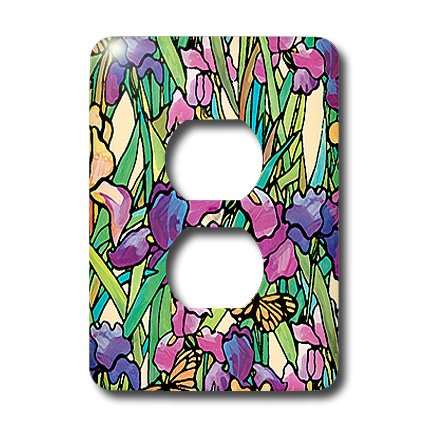 3D Rose Iris Flower 2 Plug Outlet Cover - Decorative Electrical Outlet Cover for Home, Office, Nursery - Perfect for Living Room, Bedroom, Kitchen Decor