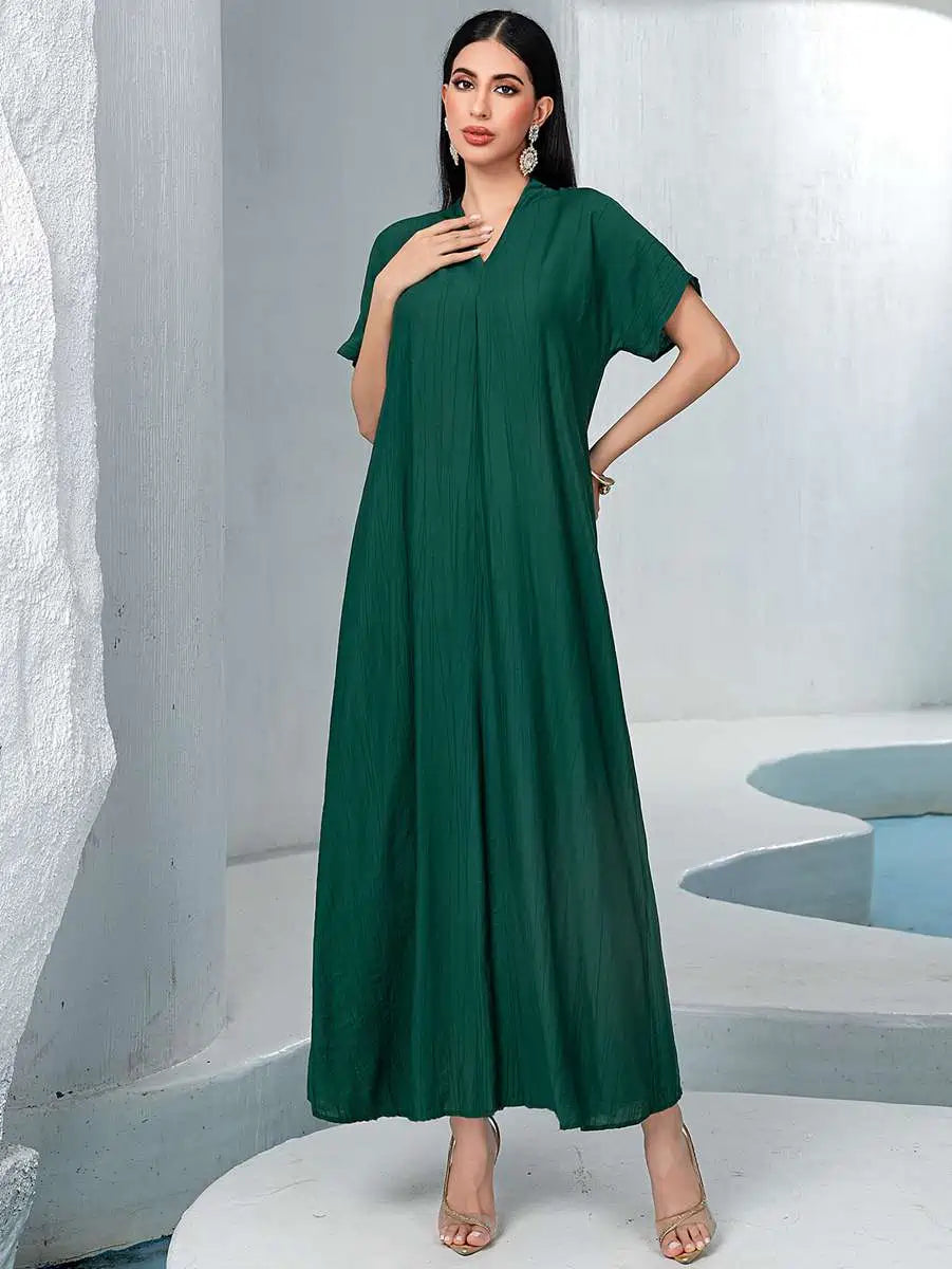 Elegant 2-Piece Lace Trim Caftan Dress Set for Women - Perfect for Eid, Parties, and Special Occasions | Comfortable & Stylish Outfit #255233