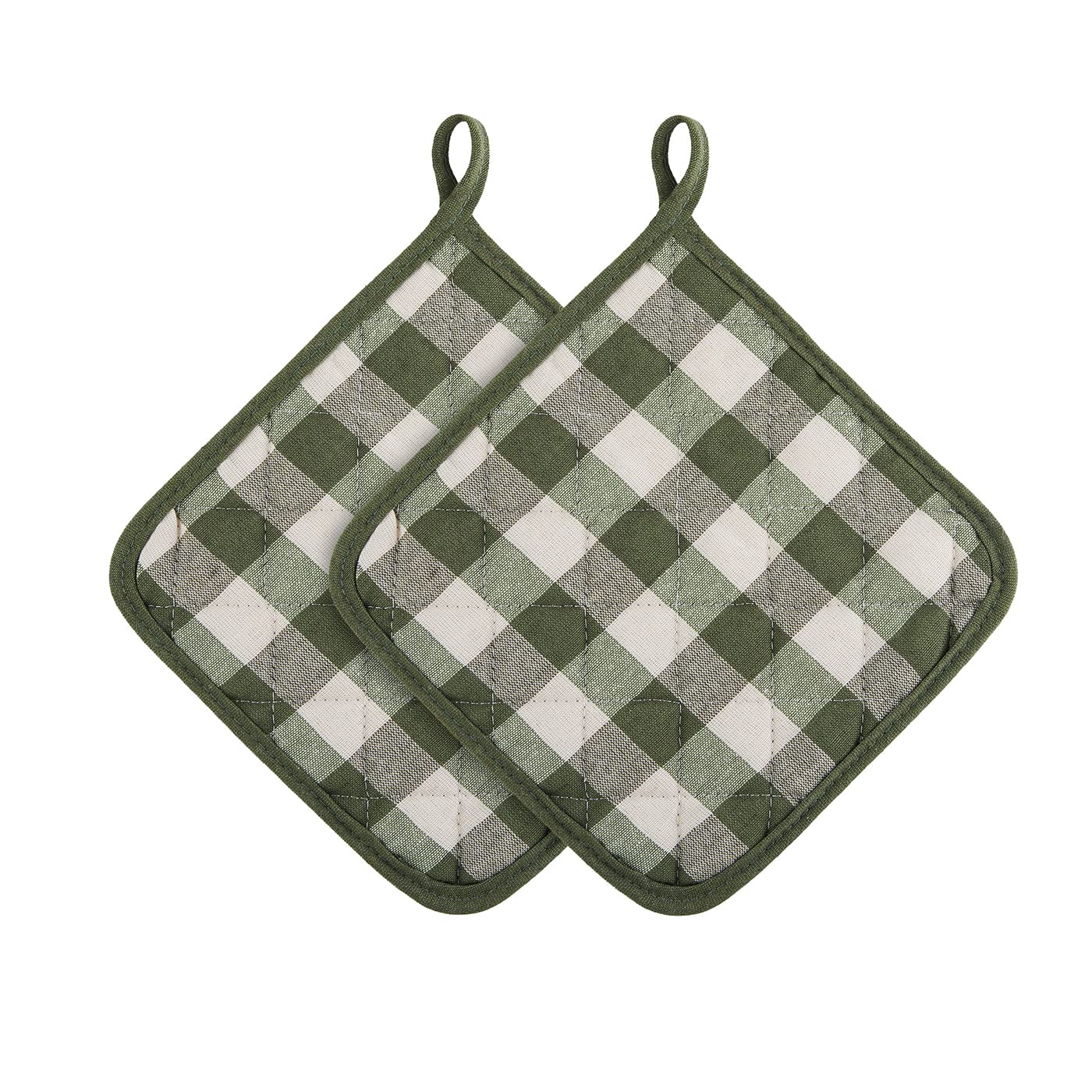 Buffalo Check Quilted Pot Holders 2 Pack, Heat Resistant & Non-Slip Trivets for Kitchen - 8