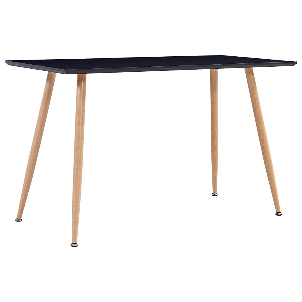Modern Black & Oak Rectangular Dining Table for 6 - 47.2