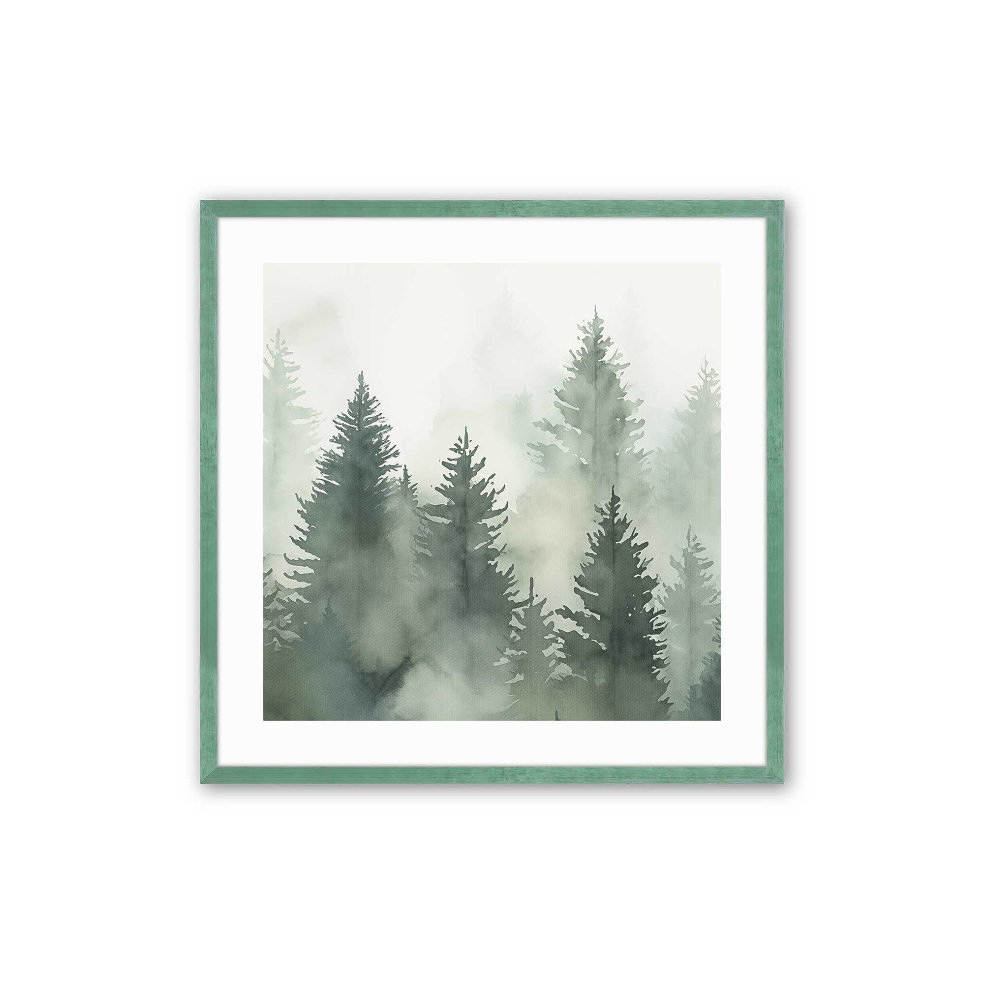 Green Haze Woodland Wall Art - Set of 3 Framed Nature Prints for Living Room, Bedroom & Office Decor | Forest Landscape Paintings | Ready to Hang Home Decoration