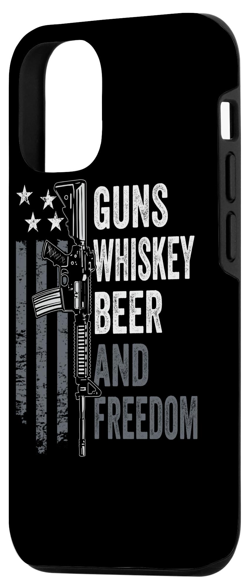 Funny iPhone 12/12 Pro Case - Guns, Whisky, Beer & Freedom Design for AR15 Gun Owners | Perfect for Shooting Ranges, Hunting Trips & Patriotic Events