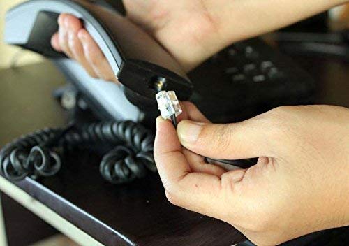 iMBAPrice® (2 Pack) Heavy Duty 15ft Coiled Telephone Headset Cable - Durable Black Handset Cord for Office, Call Center & Customer Service Use