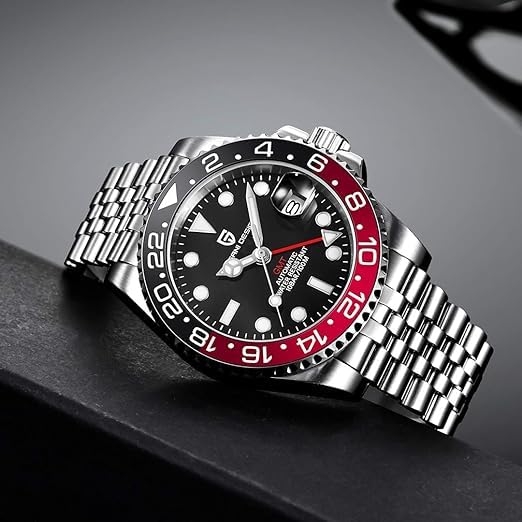 Men's GMT Stainless Steel Watch - Waterproof Sapphire Glass for Travel & Business