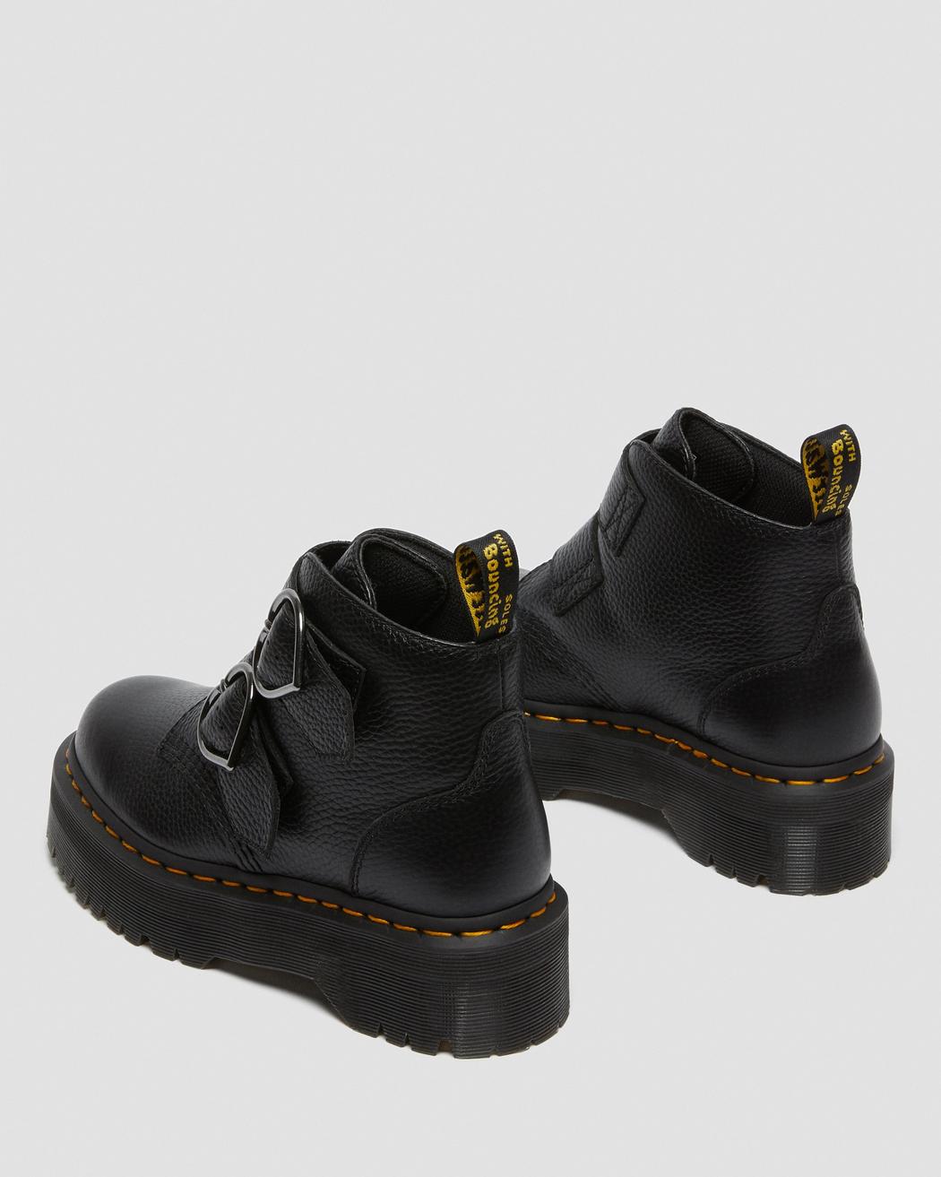 Devon Heart Black Milled Nappa Leather Platform Boots for Women - Chunky Heel Ankle Booties | Perfect for Fall Winter Outfits, Date Nights & Office Wear