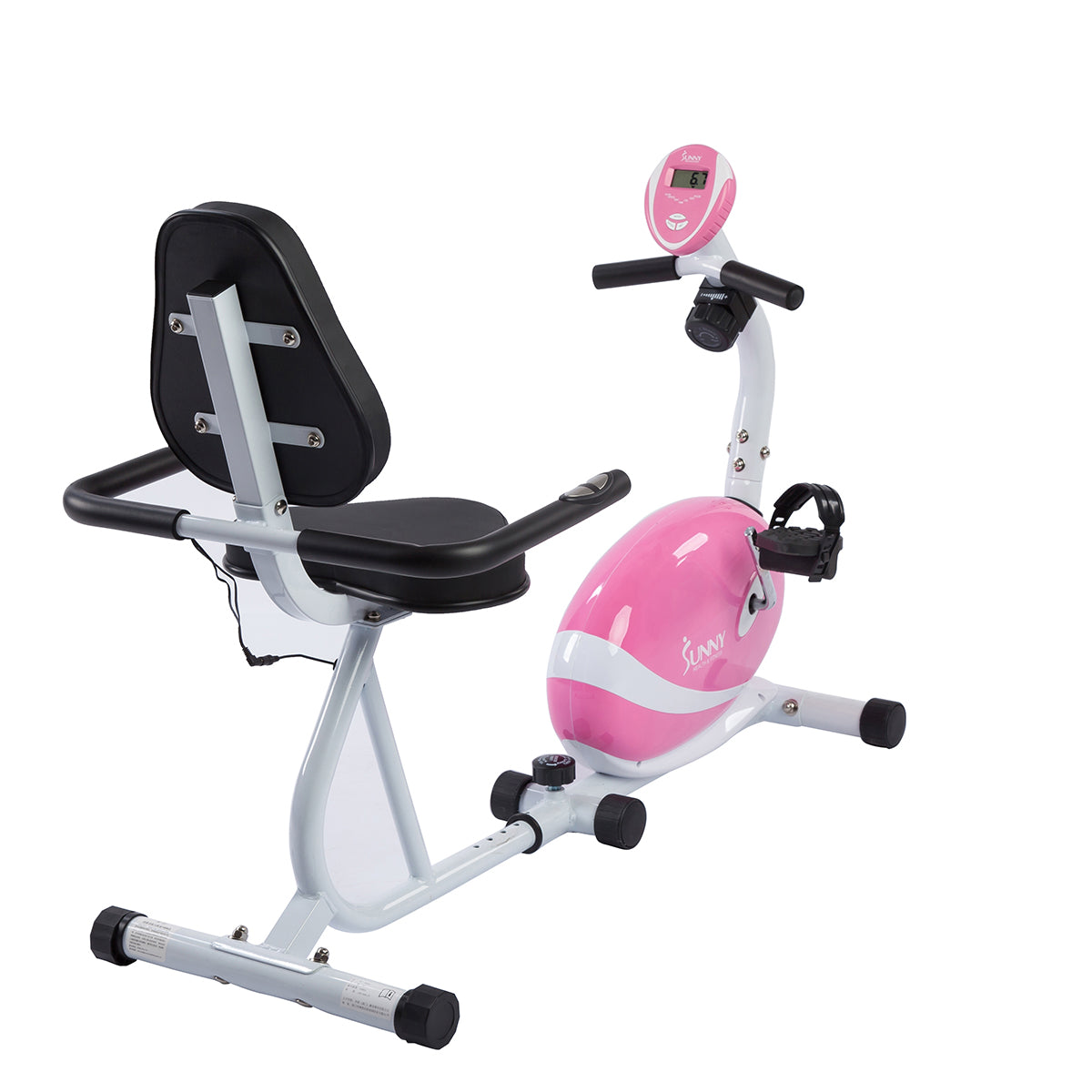 Magnetic Recumbent Exercise Bike with Heart Rate Monitor - Pink Indoor Cycling Bike for Home Gym, Low-Impact Cardio Workout for Seniors & Rehabilitation