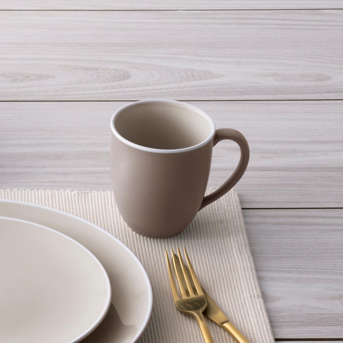 Noritake ColorTrio Clay 4-Piece Dinner Plate Set - Brown/Clay/White Coupe Style for Modern Dining | Elegant Tableware for Restaurants, Weddings & Everyday Use