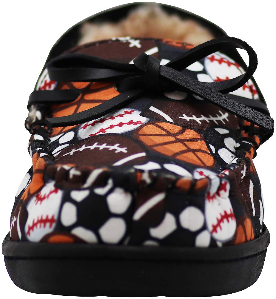 NORTY Toddler Little Kid Big Kid Fabric & Suede Trim Moccasin Slippers - Runs Small (Size Down 2 Sizes) | Cozy Indoor House Shoes for Boys & Girls | Perfect for Playtime, Preschool & Home Comfort