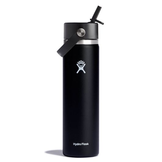 24 oz Wide Mouth Water Bottle with Flex Straw Cap - Leak Proof & BPA Free - Perfect for Gym, Hiking, Travel & Everyday Hydration