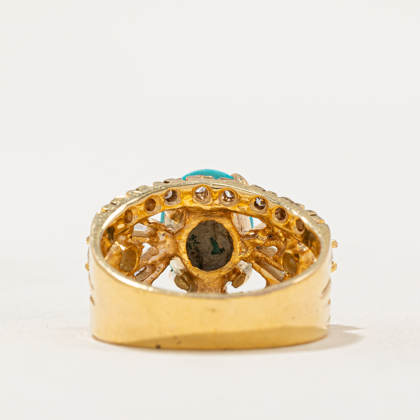 Exquisite Turquoise & Diamond Cocktail Ring - 3.00ct Genuine Turquoise & 0.40ctw Diamonds - Size 7.25 - Perfect for Evening Parties & Special Occasions