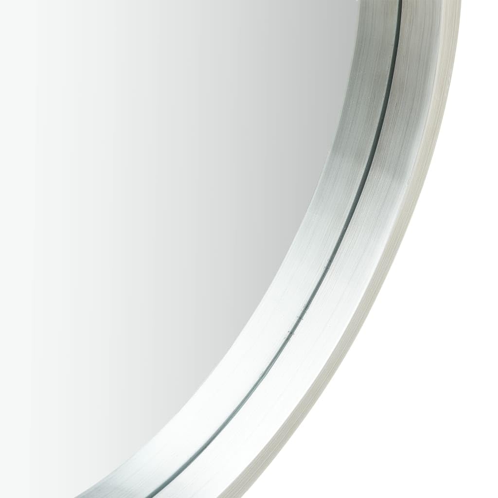 Adjustable Height Round Silver Wall Mirror for Bathroom, Bedroom, Living Room & Dressing Room - Vanity Mirror with Modern Design for Home Decor, Makeup & Outfit Check