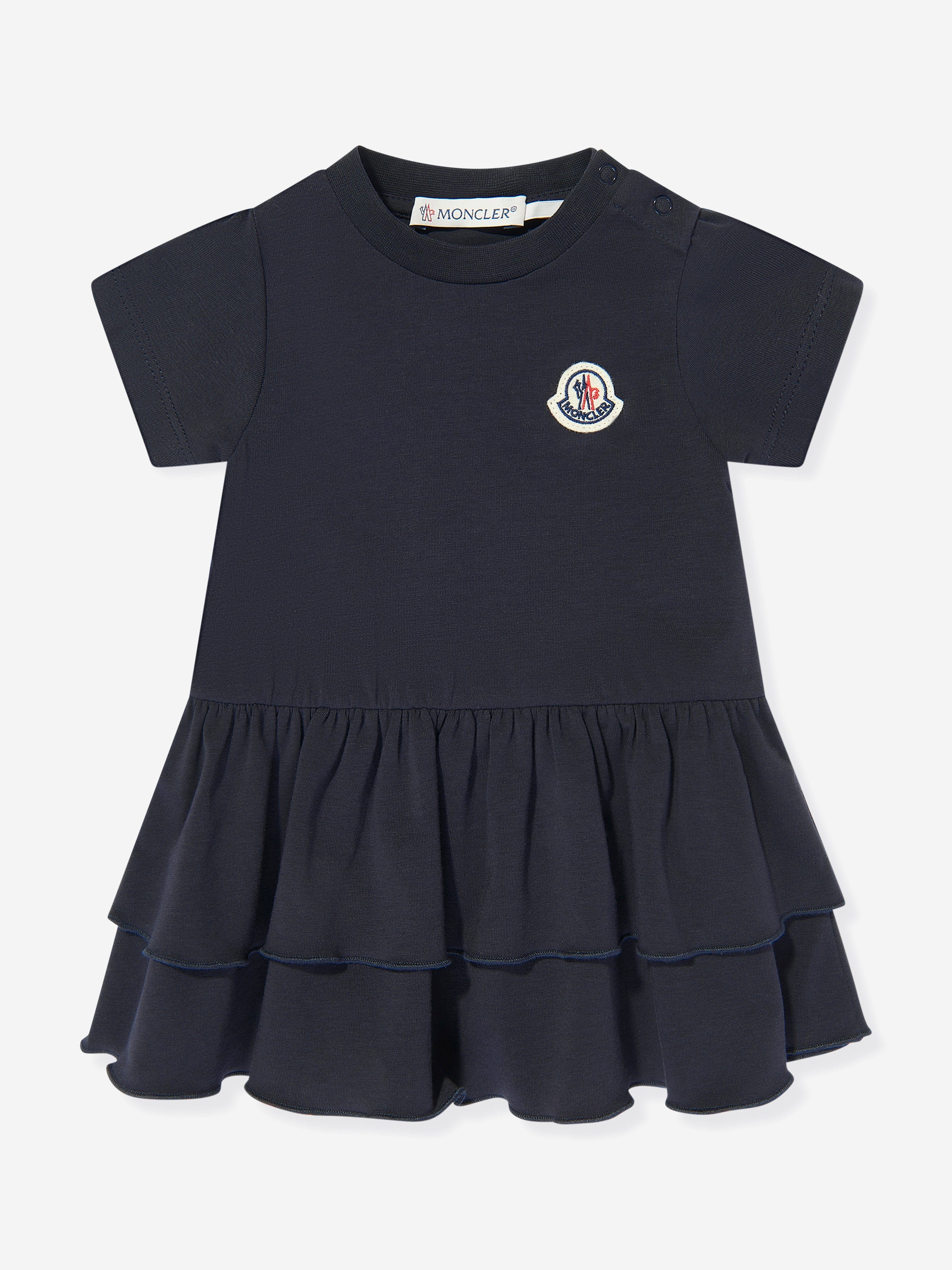Navy Blue Baby Girls Ruffle Dress with Logo - Perfect for Birthday Parties, Family Photos & Special Occasions