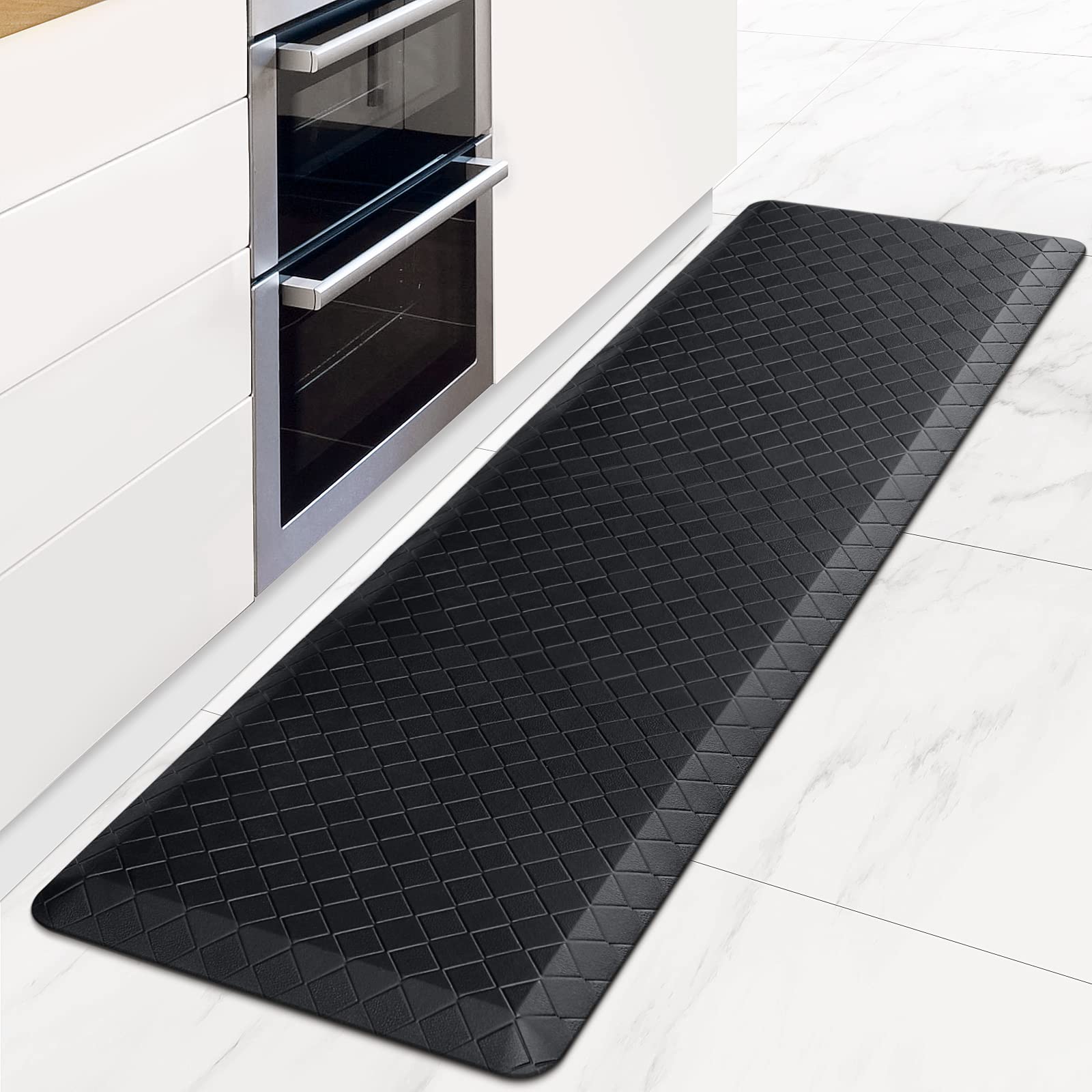 **HappyTrends Anti-Fatigue Kitchen Floor Mat - 5/4 Inch Thick, Waterproof Non-Slip Rug for Standing Comfort - Heavy Duty Ergonomic Mat for Kitchen, Office, Sink - Perfect for Cooking, Dishwashing & Long Work Hours**