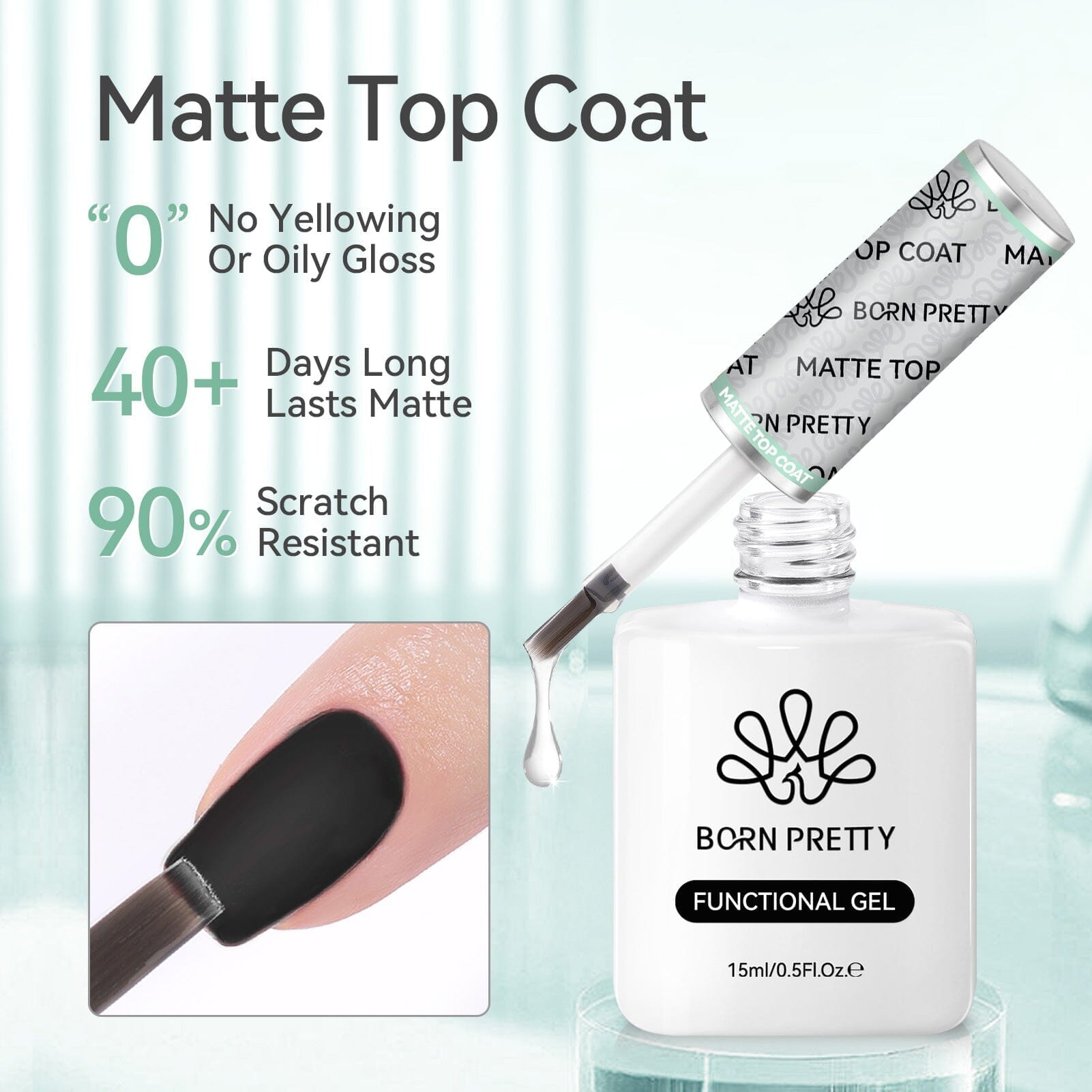15ml Matte Top Coat Nail Polish - Long-Lasting Non-Shine Finish for Gel & Acrylic Nails - Perfect for Manicures, Pedicures & Nail Art Designs