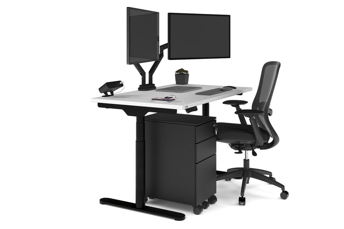 Flexi Premium Height Adjustable Single Workstation [1400L x 700W] - Ergonomic Standing Desk for Home Office, Gaming & Study - Electric Sit Stand Desk with Memory Function