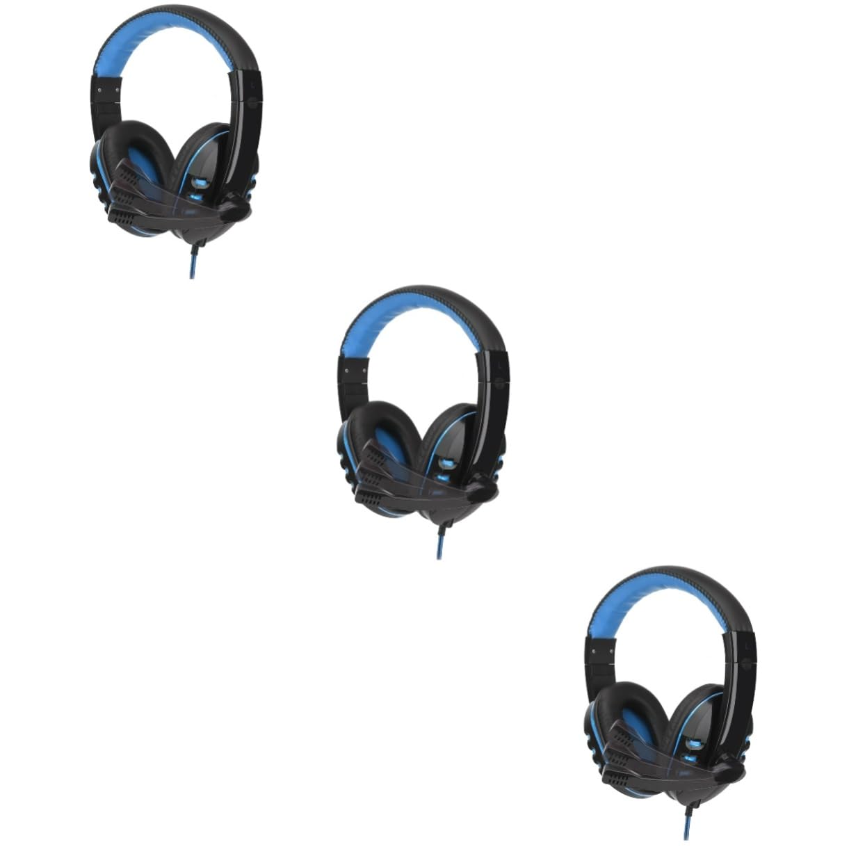 PartyKingdom LED Gaming Headset with Microphone - 3 Pack RGB Light Up Computer Headphones for PC, PS4, Xbox - Perfect for Gaming, Streaming & Music Listening