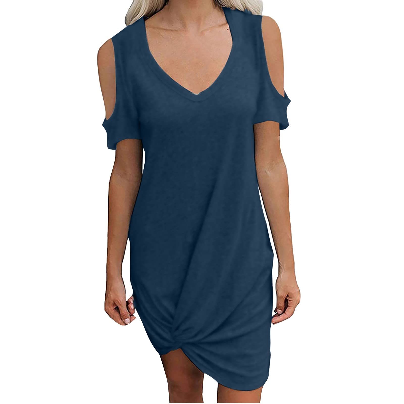 HHPP Women's Summer Midi Dress - Twist Knot T-Shirt Style Plus Size Casual Dress | Perfect for Beach Vacations, Date Nights & Summer Outings