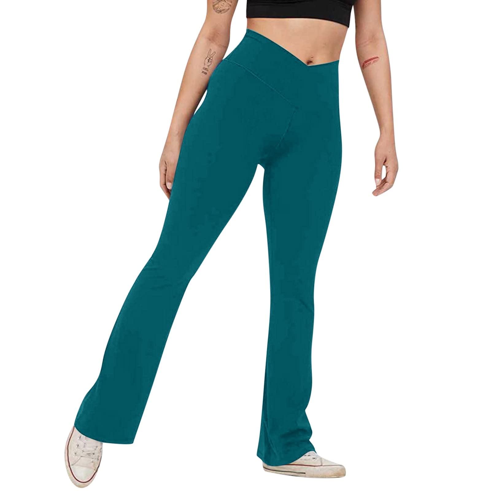 FENGQI Women's High Waist Solid Workout Leggings - Yoga Pants for Running, Gym & Fitness - Soft Stretchy Athletic Tights for Women - Perfect for Yoga, Pilates, Workout & Lounge Wear