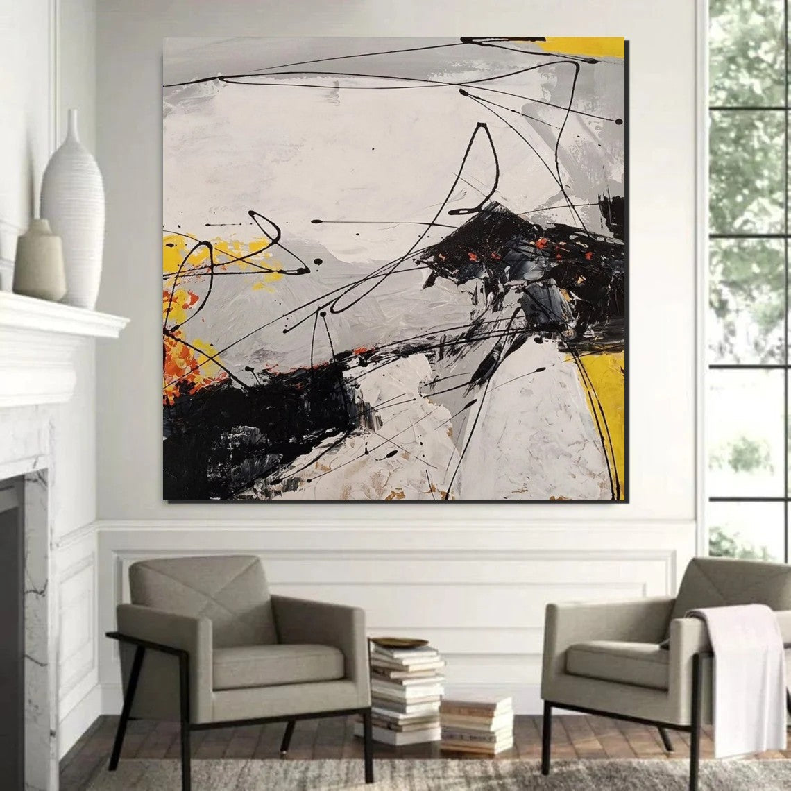 Extra Large Abstract Canvas Paintings - Hand Painted Modern Wall Art for Bedroom Decor | Living Room & Office Wall Decor Ideas