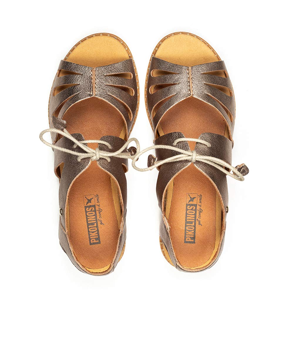 PIKOLINOS Women's Leather Flat Sandals - Marazul Stone Color | Comfortable & Stylish for Beach, Vacation & Casual Wear