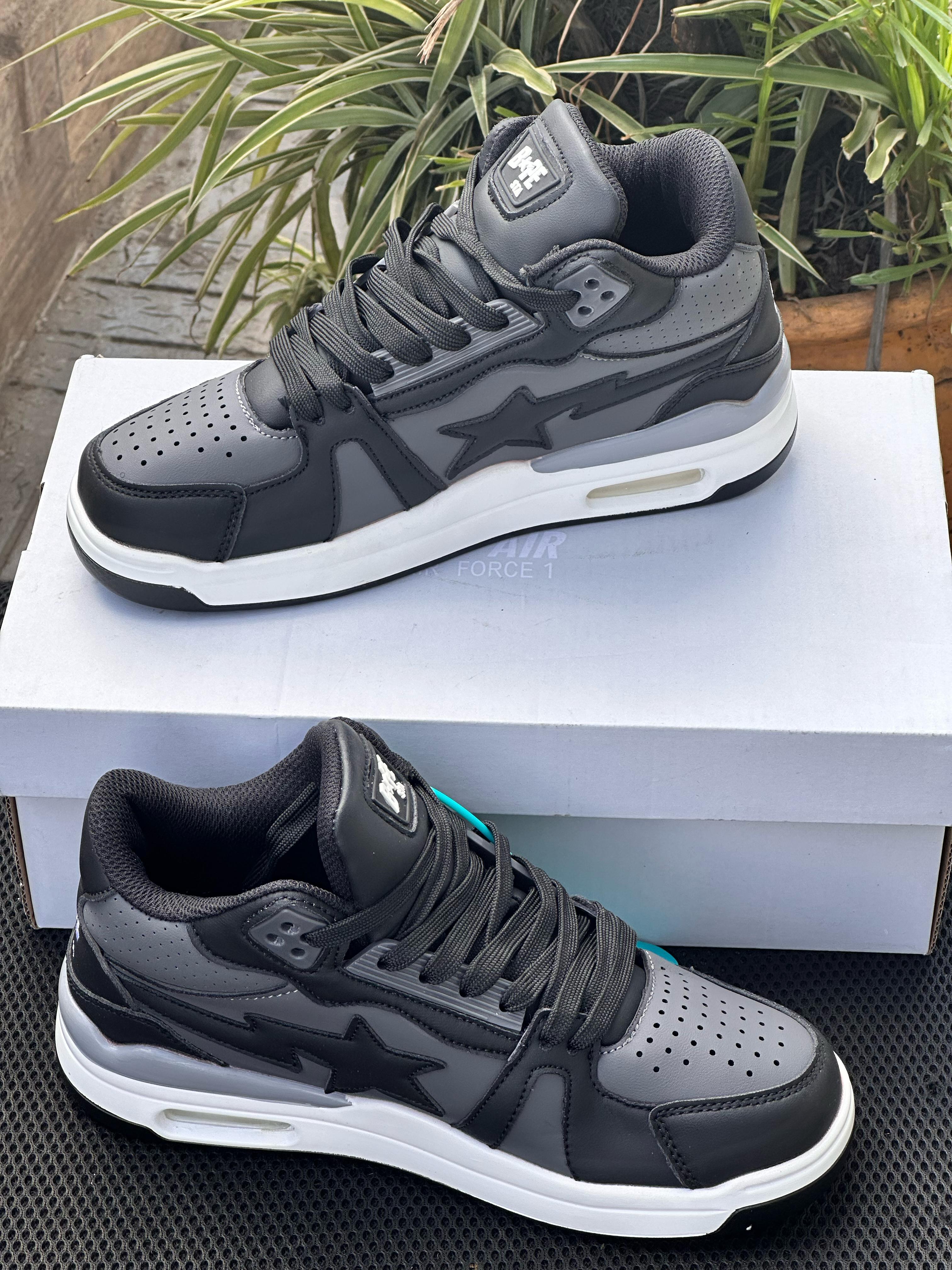 Bape Sta High Cut Sneakers - Black & Grey Colorway | Streetwear Fashion for Men & Women | Perfect for Casual Wear & Urban Style