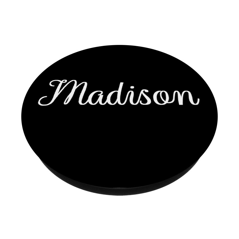 Madison Name PopSockets Grip & Stand for Phone & Tablet - Black Phone Holder for Girls & Women | Perfect for School, Work & Travel