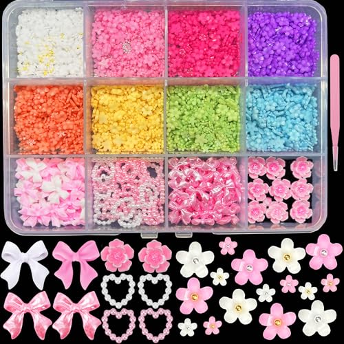 3D Flowers and Bows Nail Charms Set C