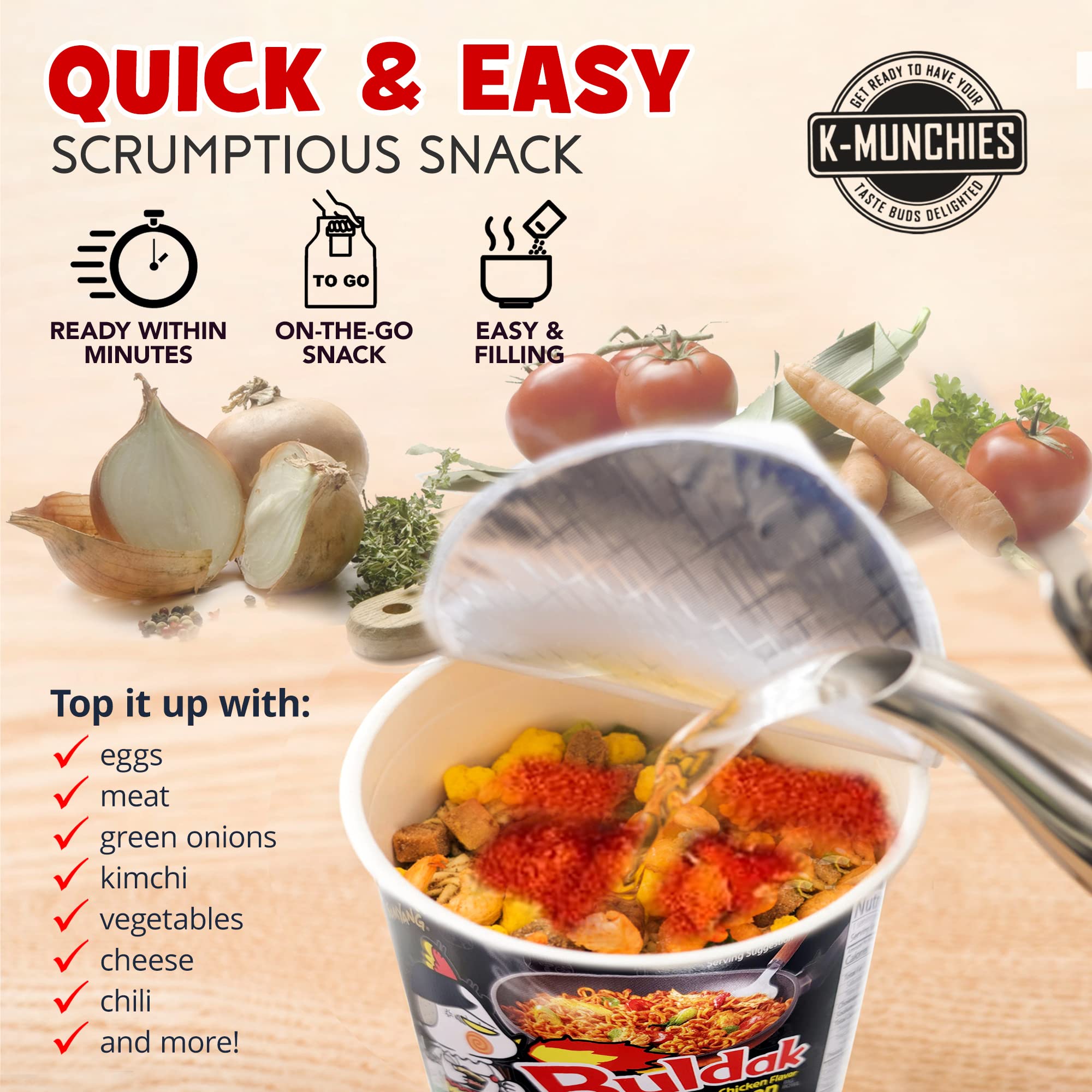 Samyang Roasted Chicken-Flavored Spicy Ramen Noodles - 3 Pack (105g Each) | Assorted Korean Instant Cup Noodles - Spicy Ramen, Spicy Chicken Cheese, Carbonara | Includes 3 Chopsticks | Perfect for Quick Meals, Late Night Snacks & Office Lunches