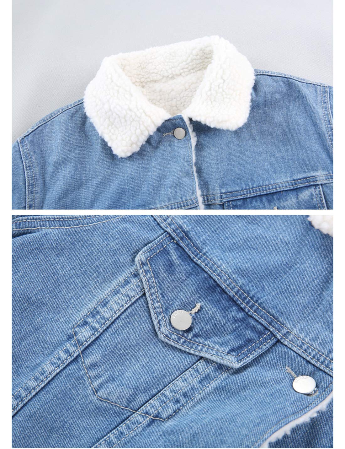 HaoMay Women's Sherpa Lined Winter Denim Jacket - Loose Fit Thick Warm Coat for Casual Outfits & Cold Weather Outerwear | Perfect for Daily Wear, Street Style & Winter Activities