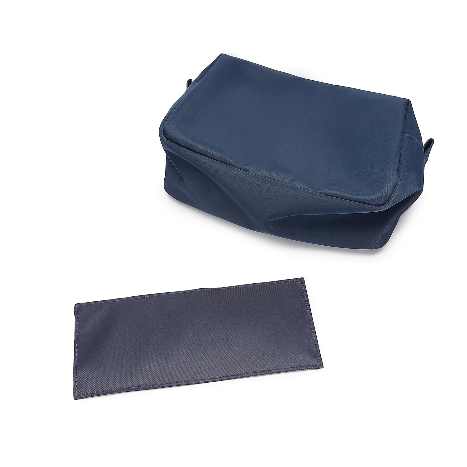 Lightweight Nylon Cosmetic Organizer Bag with Ring Clasp - Stand Up Travel Makeup Pouch for Women (Navy Blue) | Perfect for Airplane Carry-on, Gym Essentials & Daily Beauty Storage