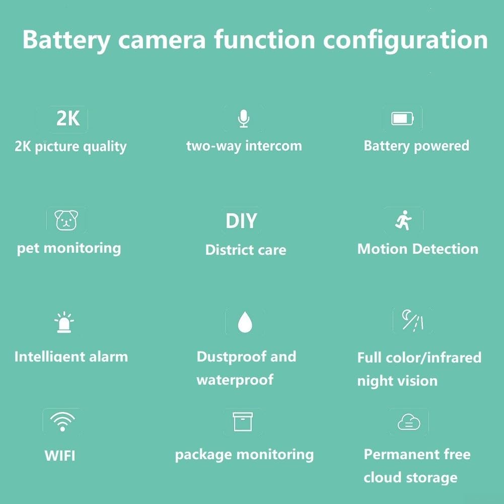 ZYWUOY IP65 Waterproof 4MP Security Camera with Rechargeable Battery & Solar Panel - Color Night Vision, 2-Way Audio, Outdoor Surveillance for Home/Business/Garden