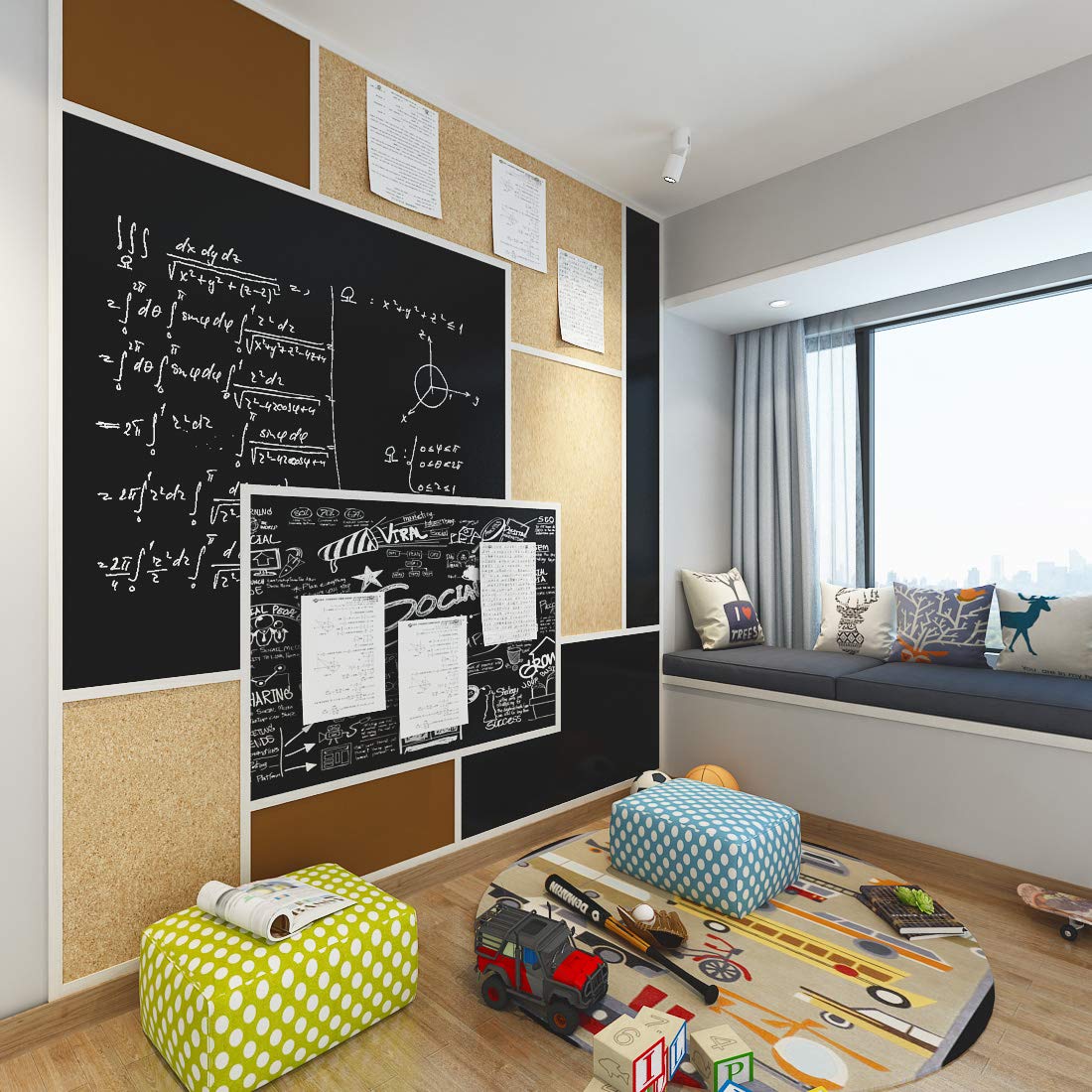 VEELIKE Removable Blackboard Wallpaper - Self-Adhesive Chalkboard Sticker for Kids, Kitchen, Office & School Decor - Includes 5 Chalk Markers - 78.7