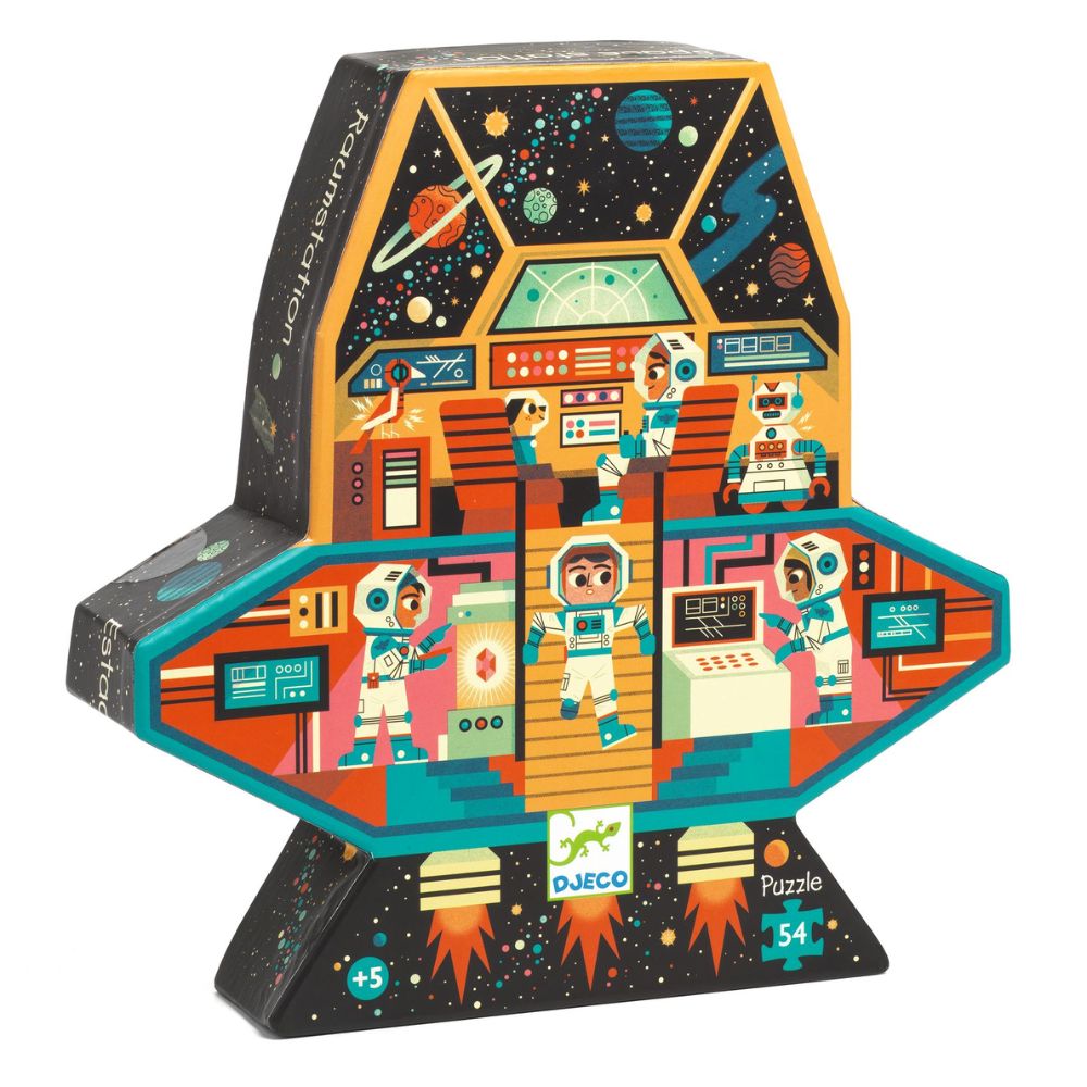 Djeco Silhouette Puzzles - Space Station Educational Toy for Kids | STEM Learning & Space Exploration Fun | Perfect for Home, Classroom & Gift Giving