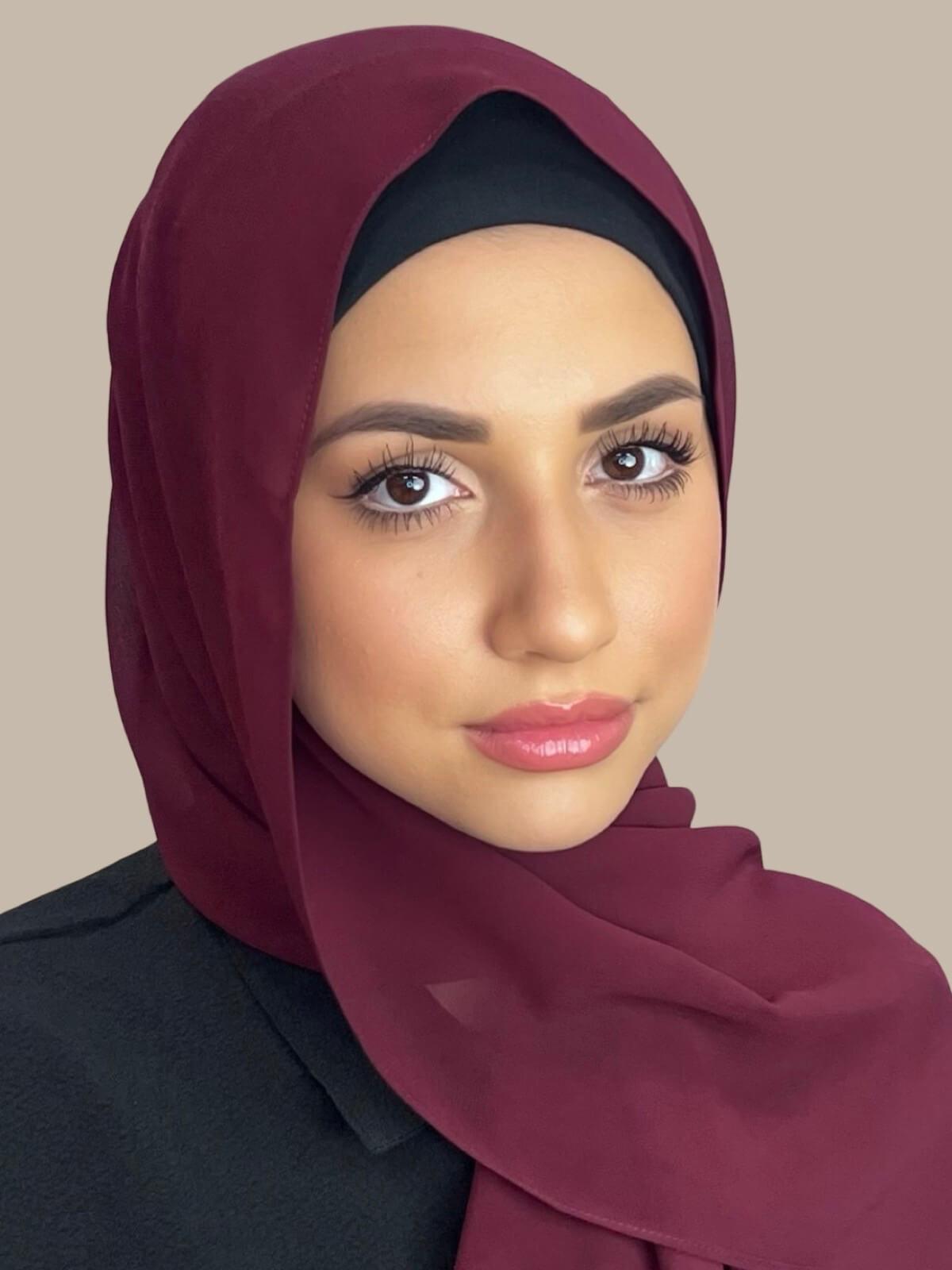 Luxury Chiffon Hijab Scarf - Soft Lightweight Shawl for Women - Elegant Mahogany Color - Perfect for Daily Wear, Prayer, and Special Occasions