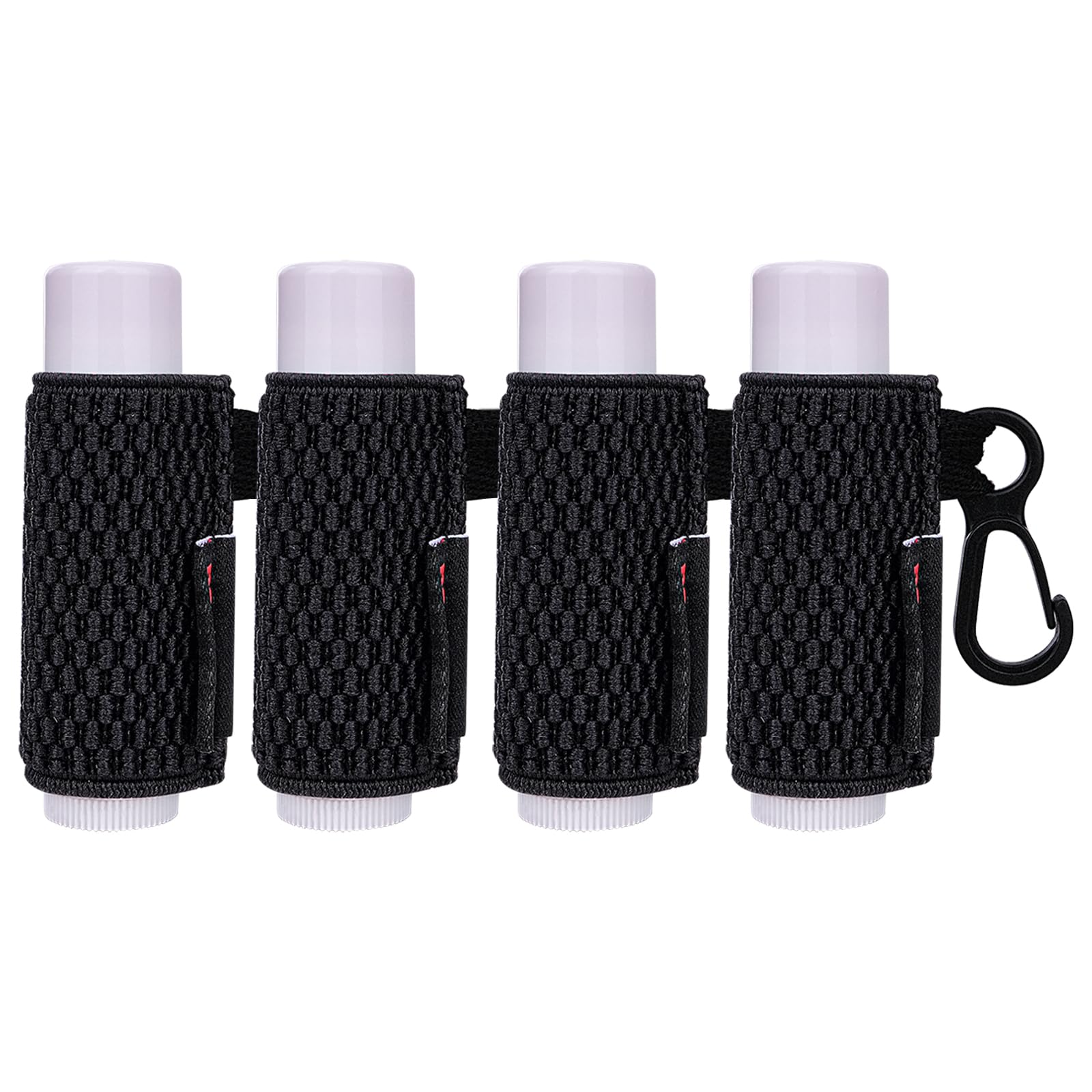 HEYSKAY 4PCS Lip Balm Holder Keychain - Compact Clip-On Lipstick & Chapstick Organizer with Elastic Sleeves - Perfect for Keys, Purses & Travel Accessories