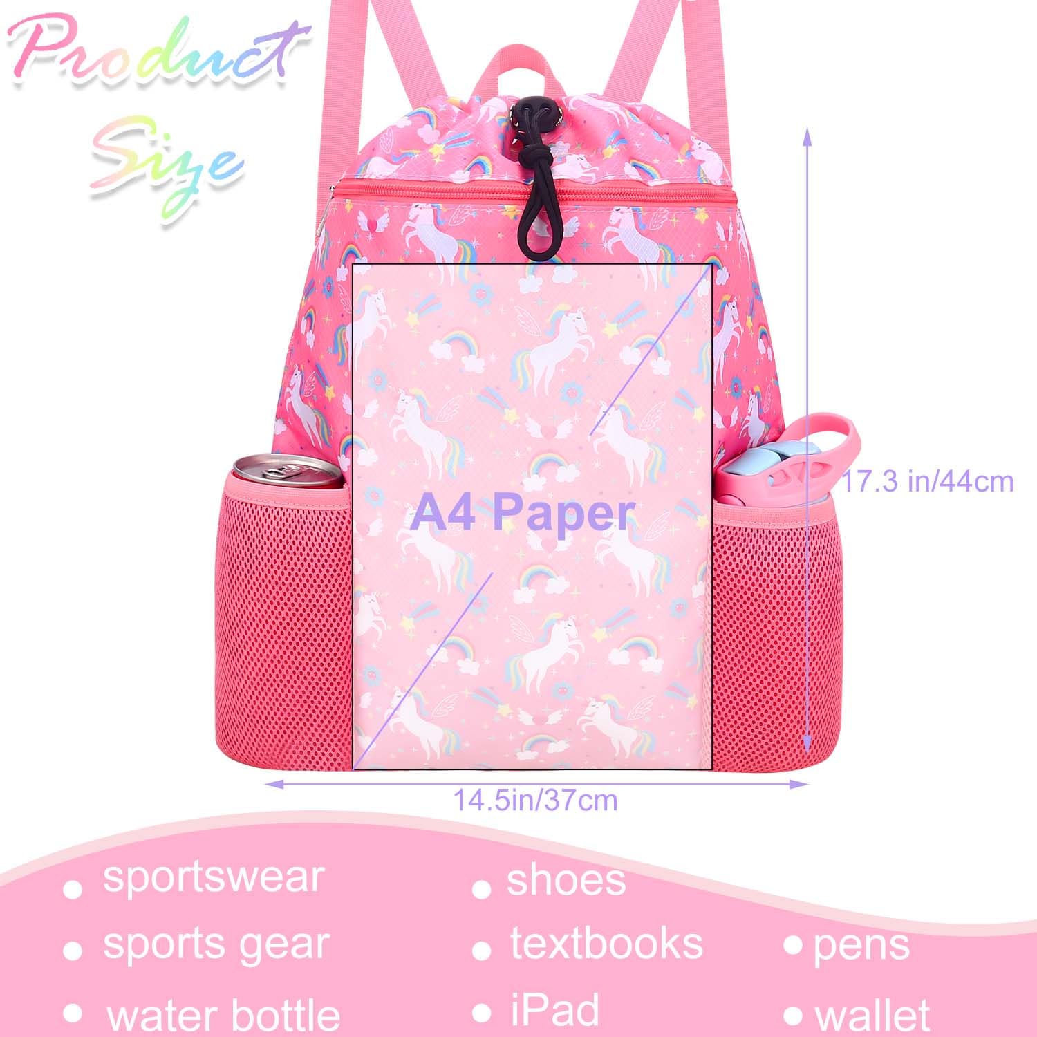 Unicorn Swim Bag for Girls - Waterproof Beach & Pool Backpack for Kids - Gym & Sports Use