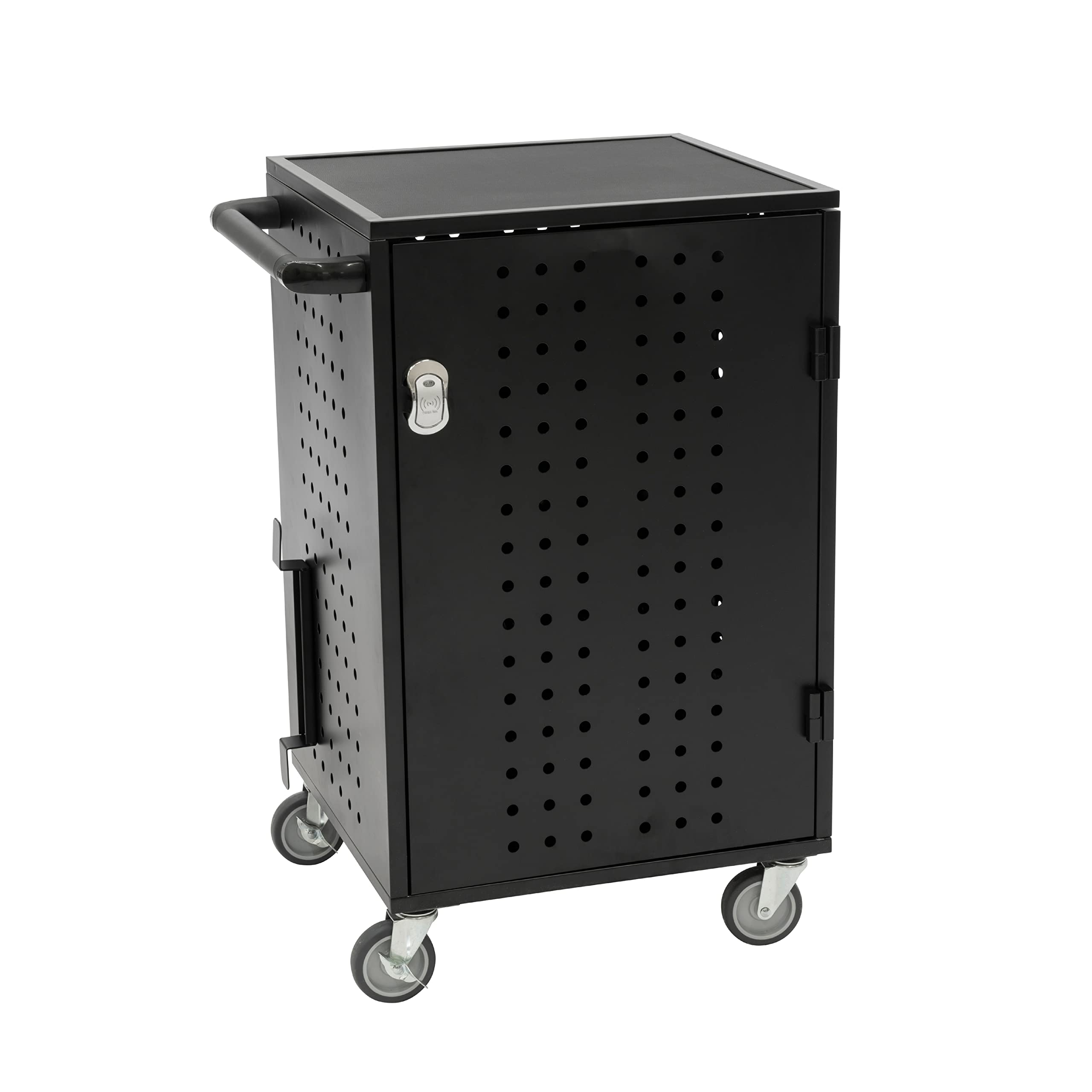 Pearington 30 Device Charging Cart with Electric Key Card Lock | Organize Chargers & Cables | Mobile Laptop & Chromebook Charging Station | Black | Perfect for Schools, Offices & Tech Labs