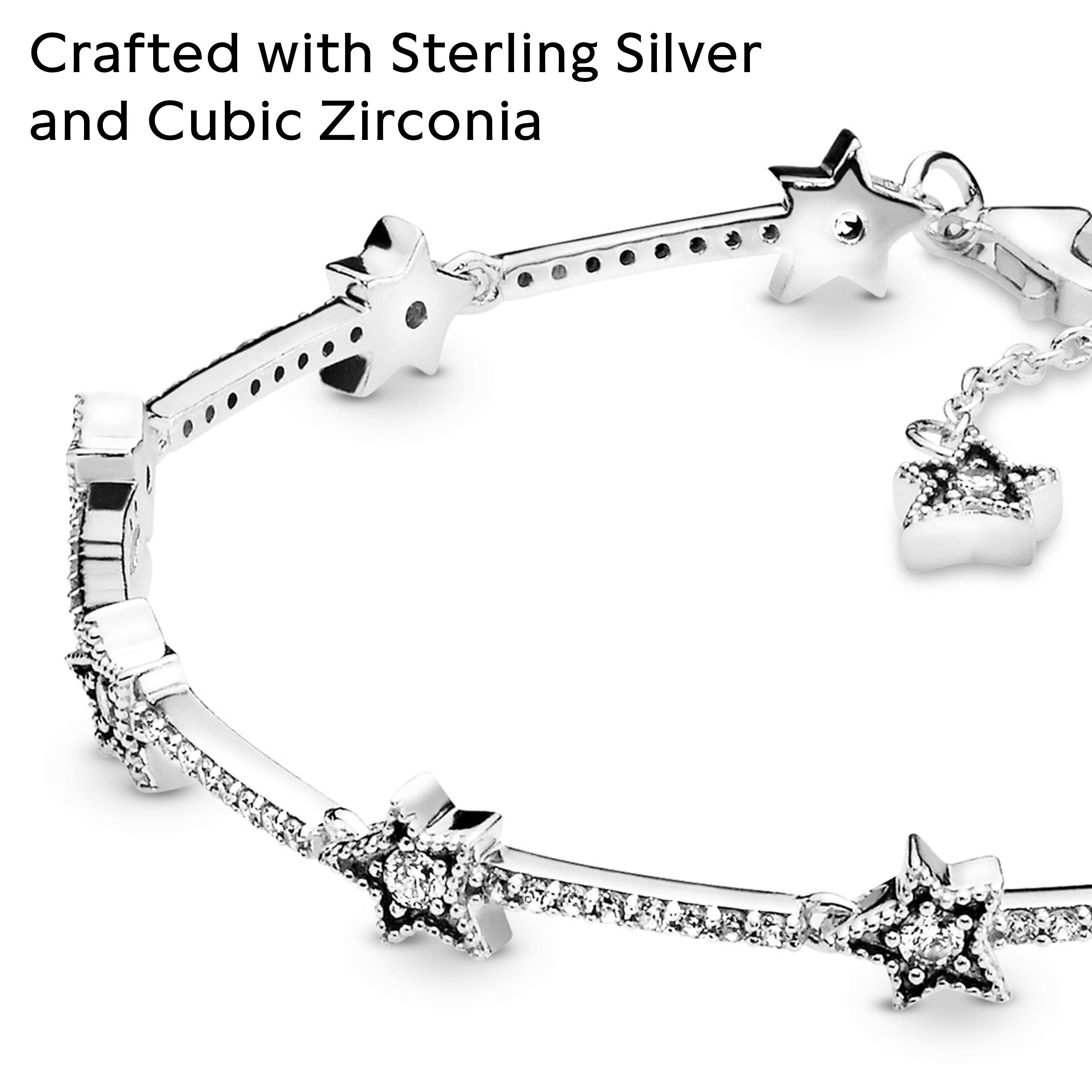 PANDORA Celestial Stars Bracelet for Women - Sterling Silver & Cubic Zirconia Charm Bracelet - Elegant Gift Box Included - Perfect Birthday, Anniversary & Valentine's Day Present - Jewelry for Everyday Wear & Special Occasions